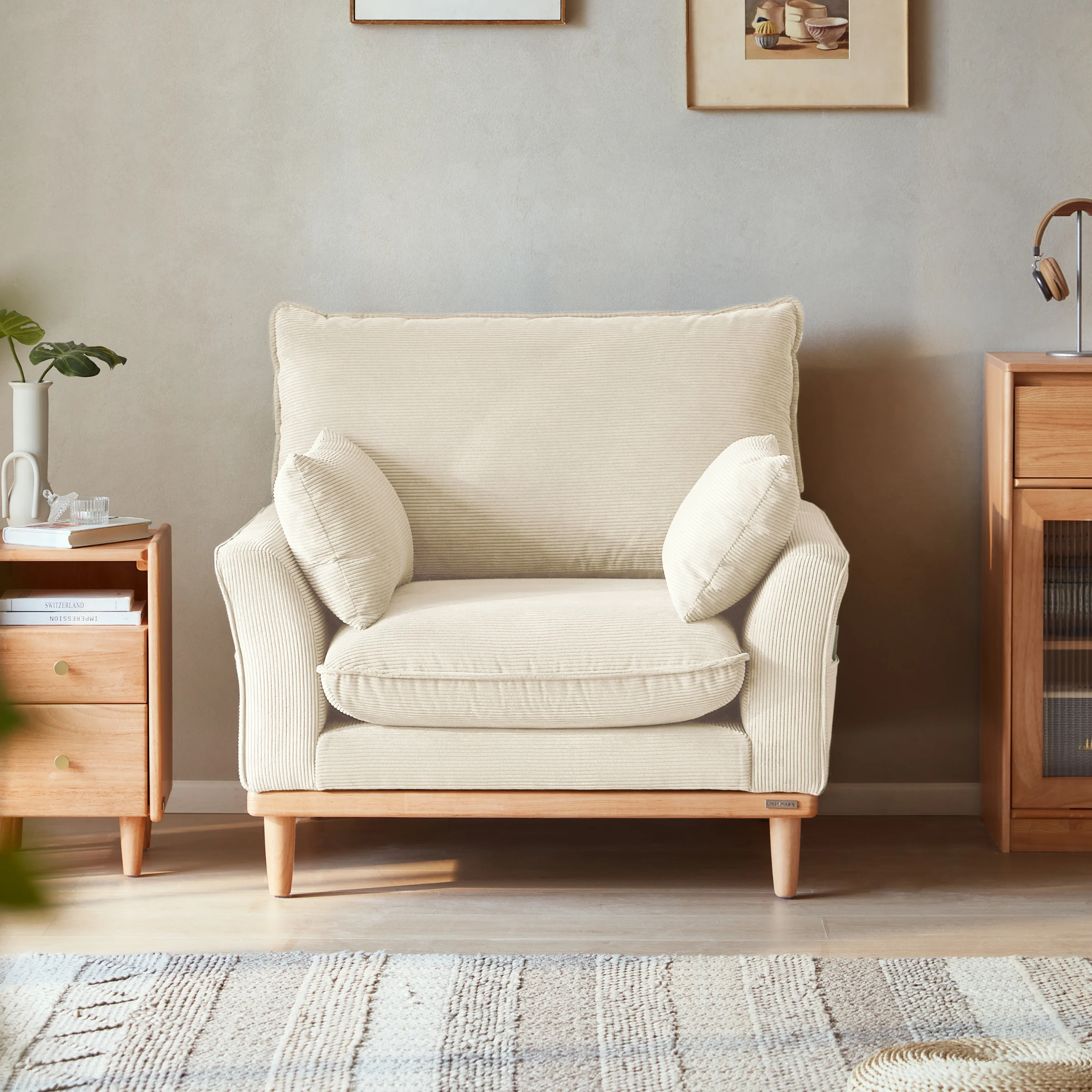 Linspire Moss 1-Seater Sofa, Neutral White