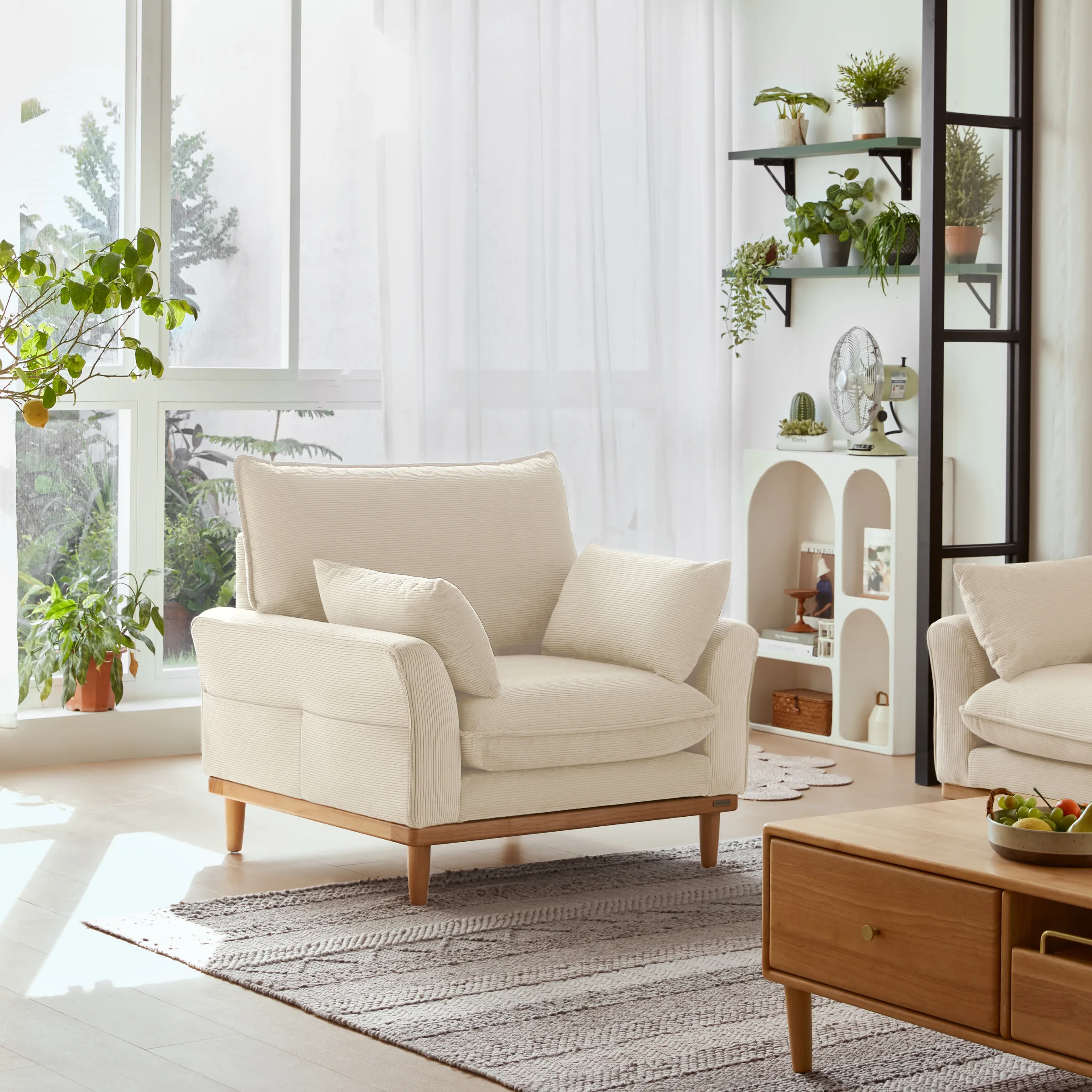 Linspire Moss 1-Seater Sofa, Neutral White