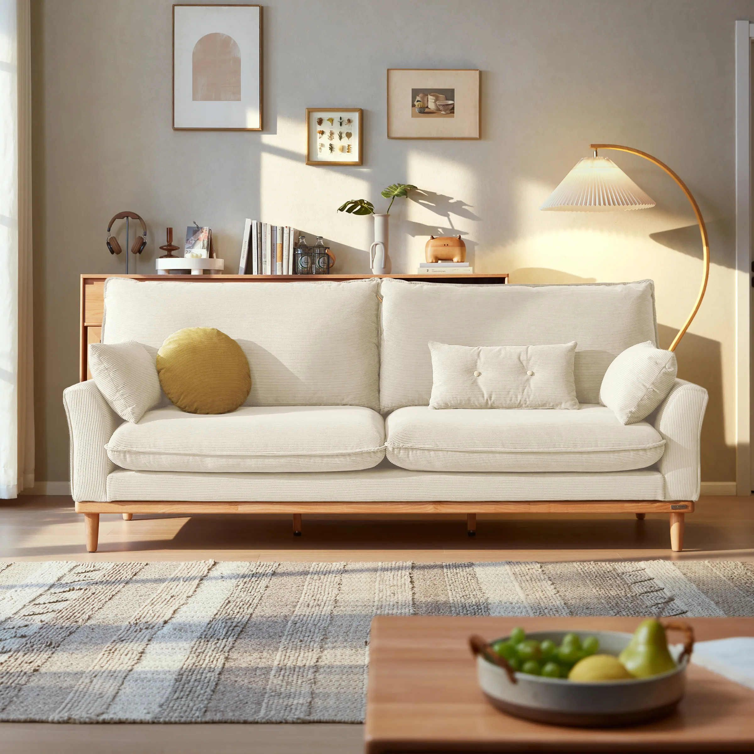 Linspire Moss 3-Seater Sofa, Neutral White