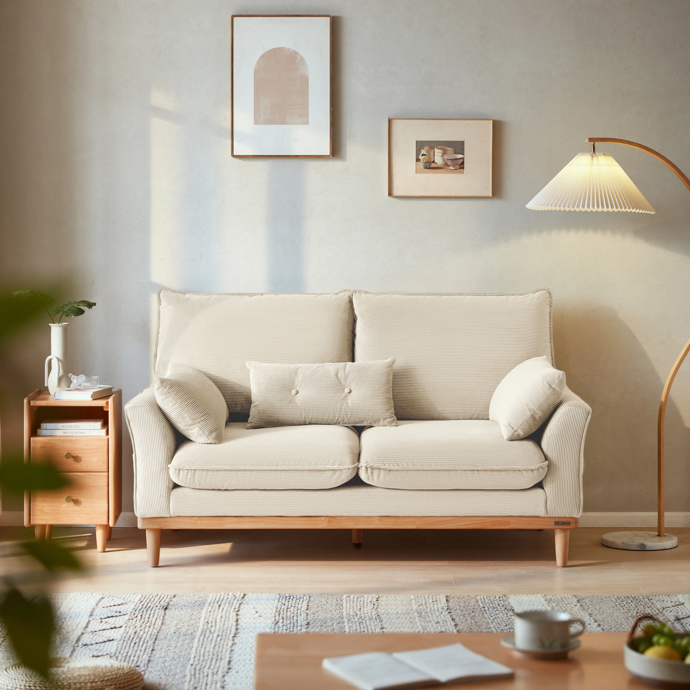 Linspire Moss 2-Seater Sofa, Neutral White