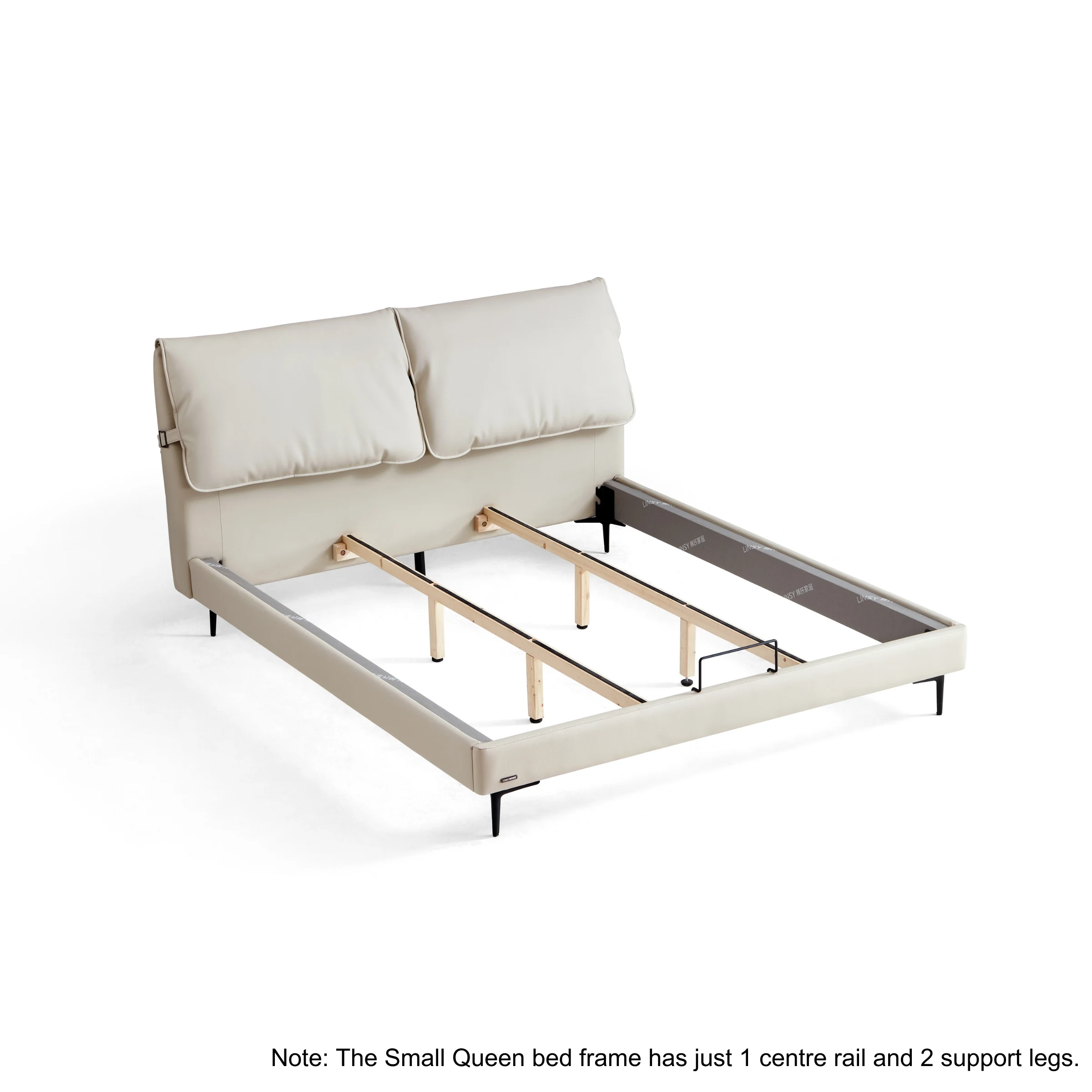 Linspire Beacon Small Queen Bed Frame, Off-White