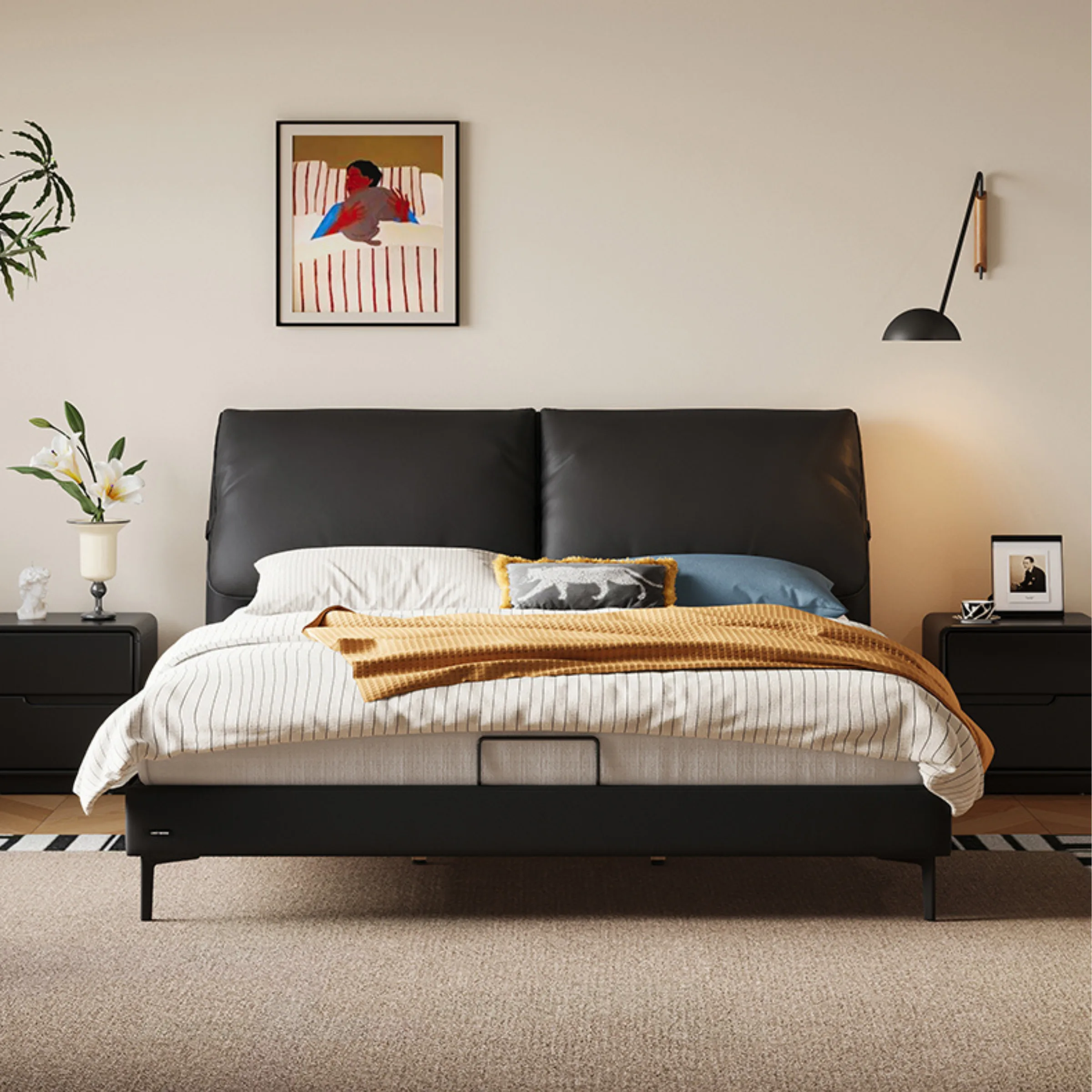 Linspire Beacon Small Queen Bed Frame, Black