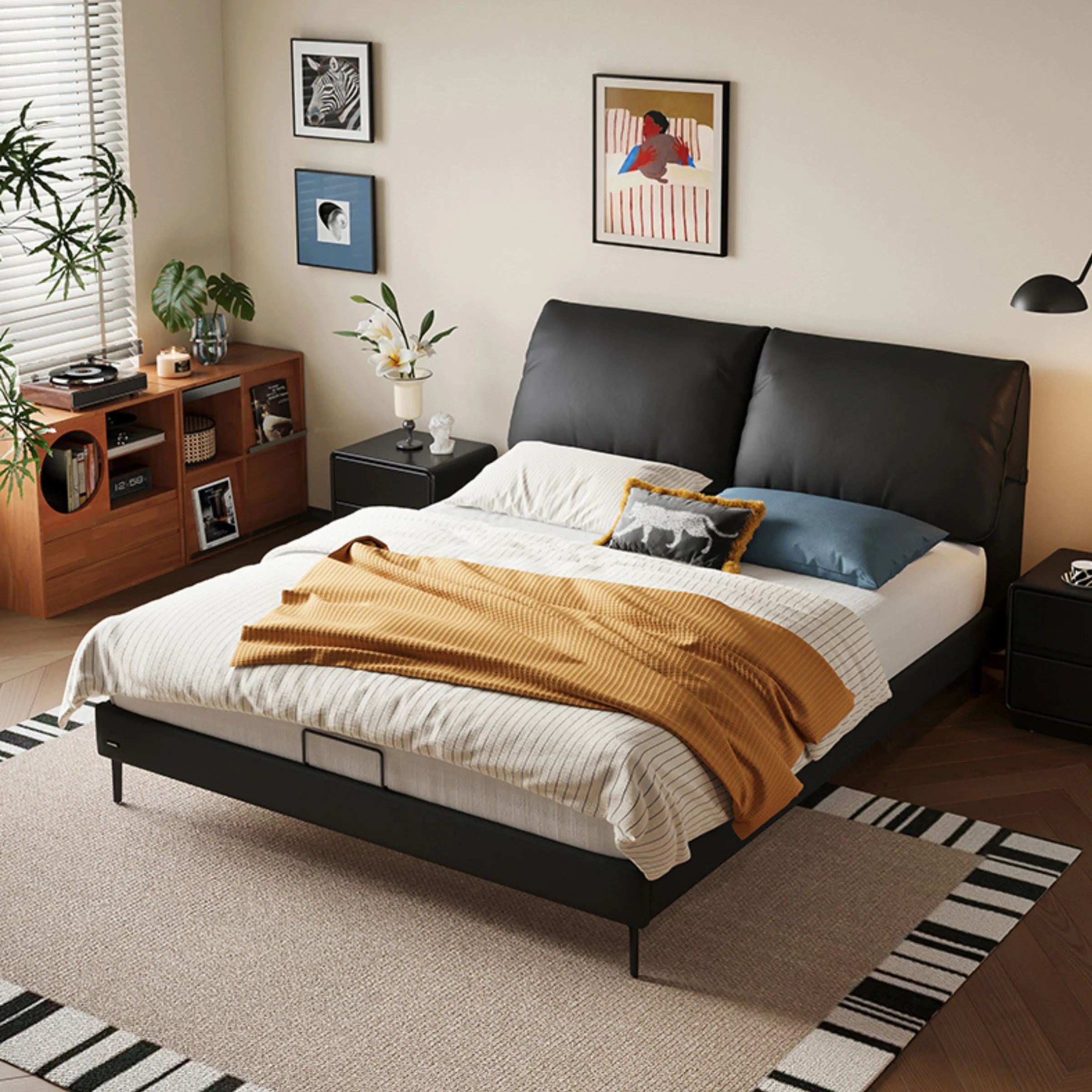 Linspire Beacon Small Queen Bed Frame, Black