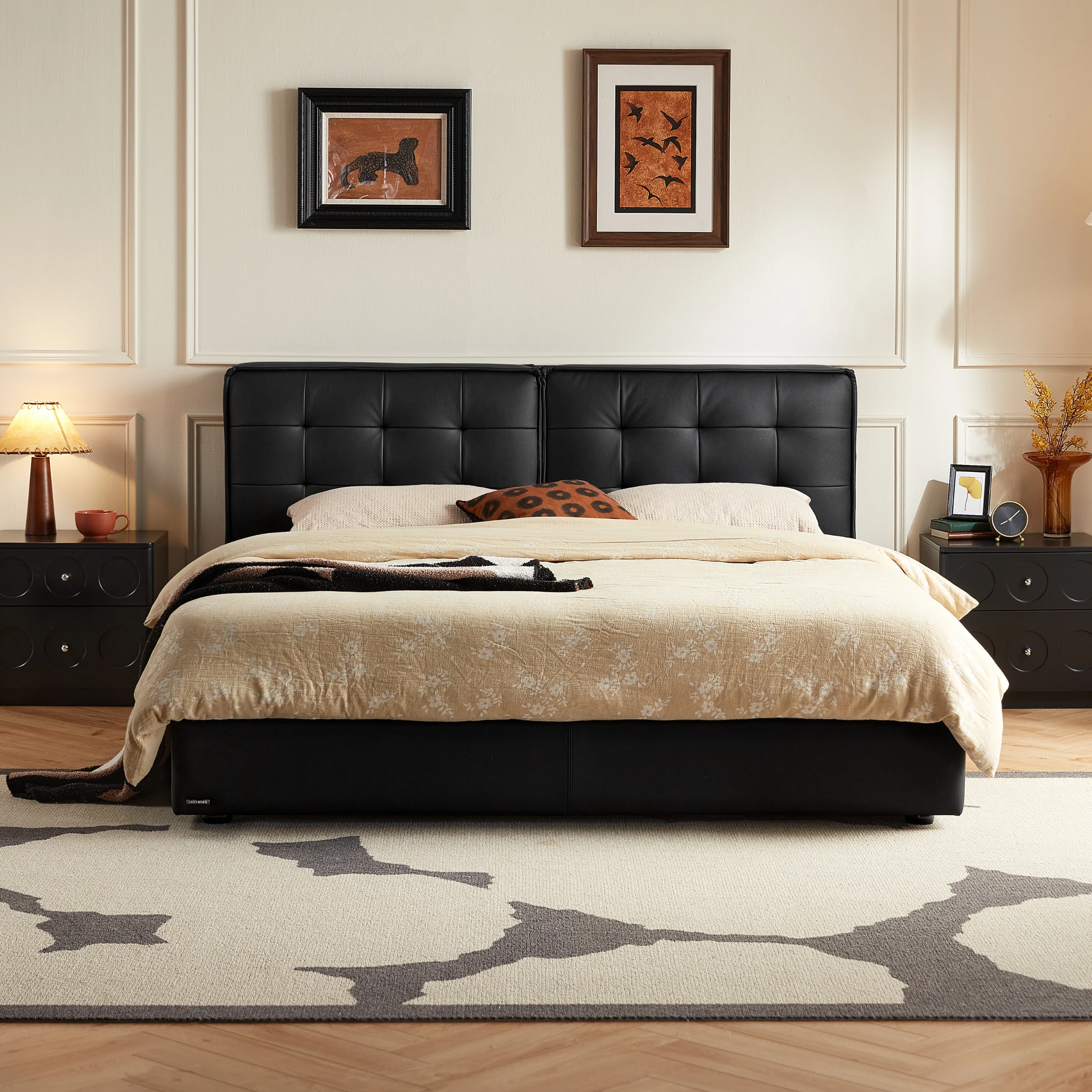 Linspire Obsidian Leather Super King Bed Frame