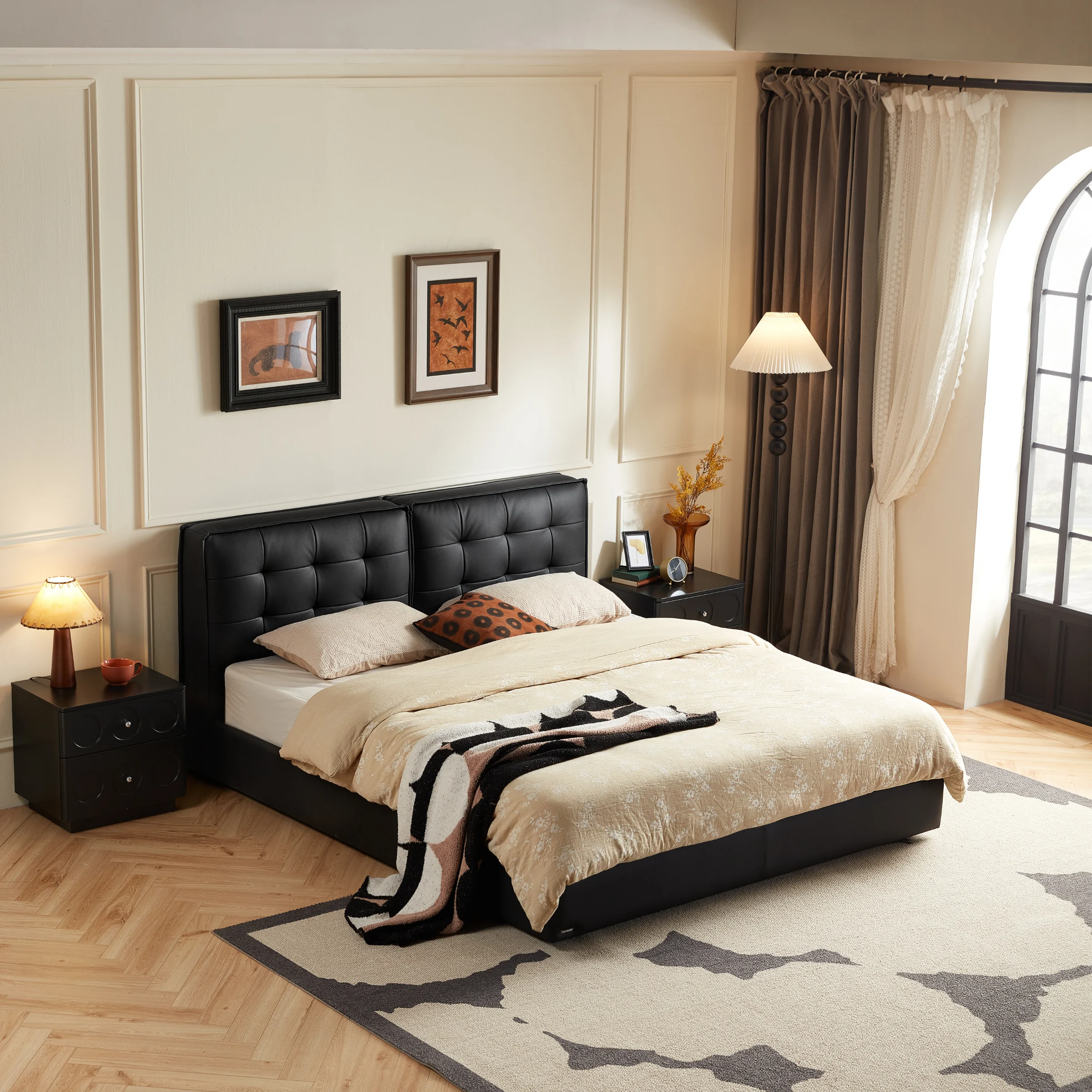 Linspire Obsidian Leather Super King Bed Frame