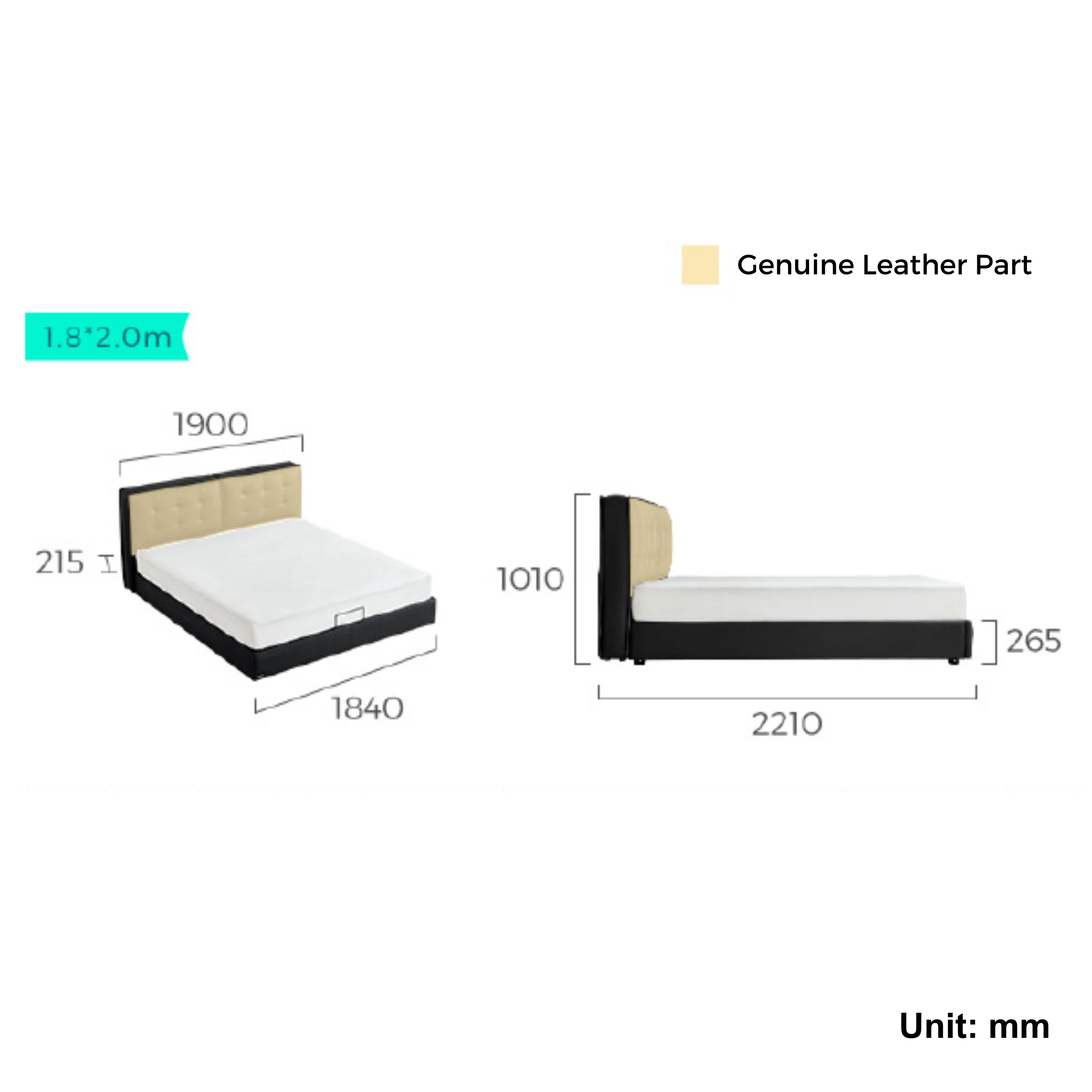 Linspire Obsidian Leather Super King Bed Frame