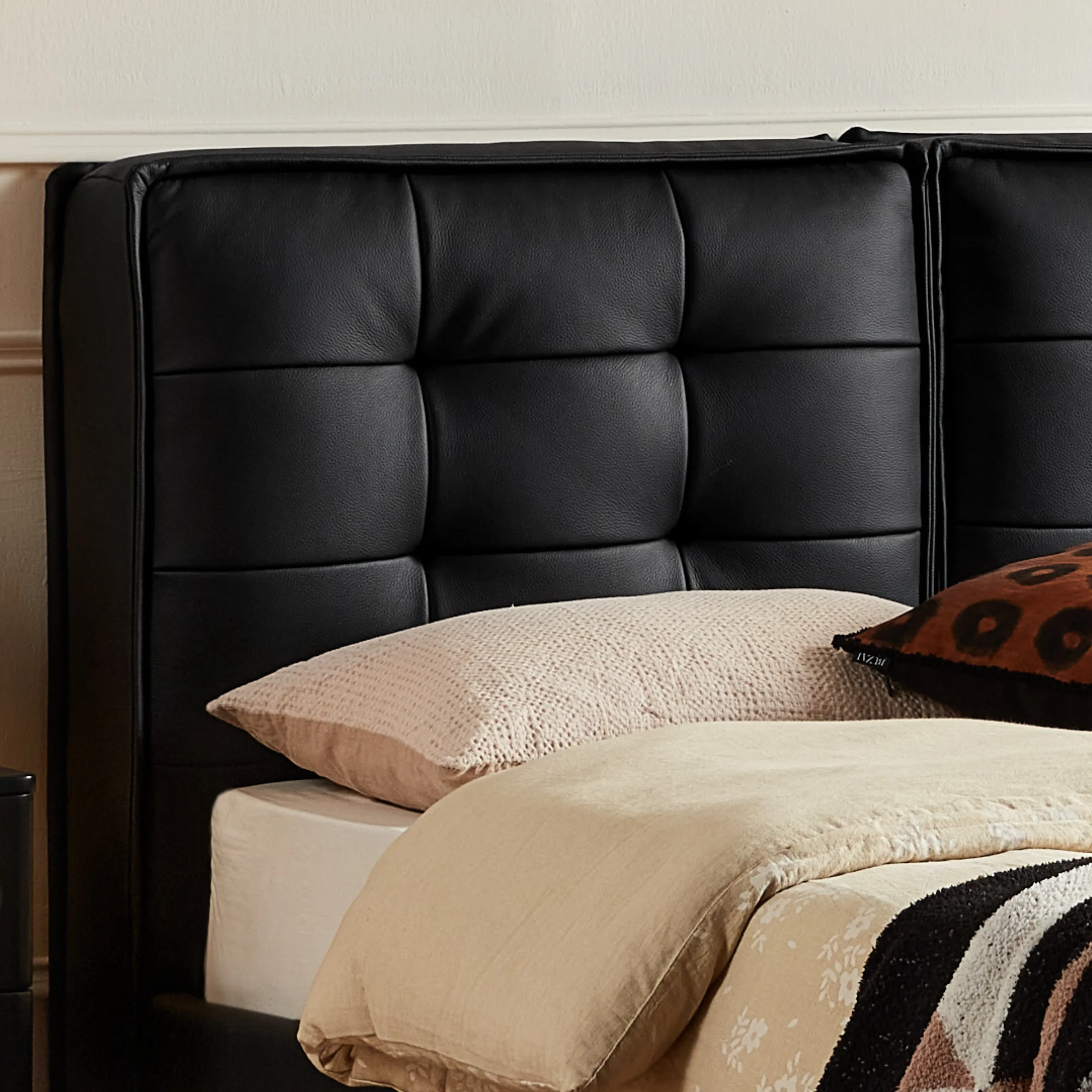 Linspire Obsidian Leather Small Queen Bed Frame