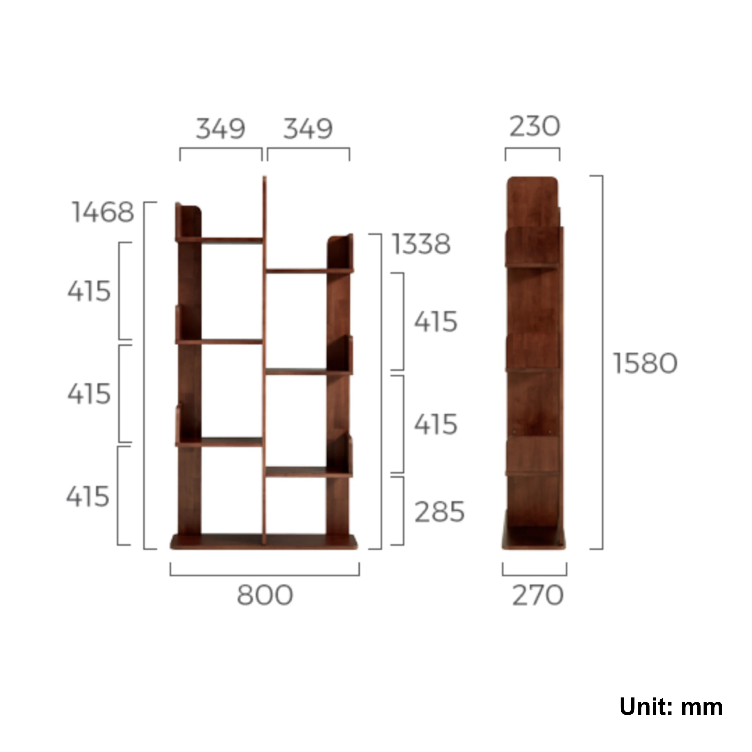Linspire Matrix Solid Wood Bookshelf, 0.8m