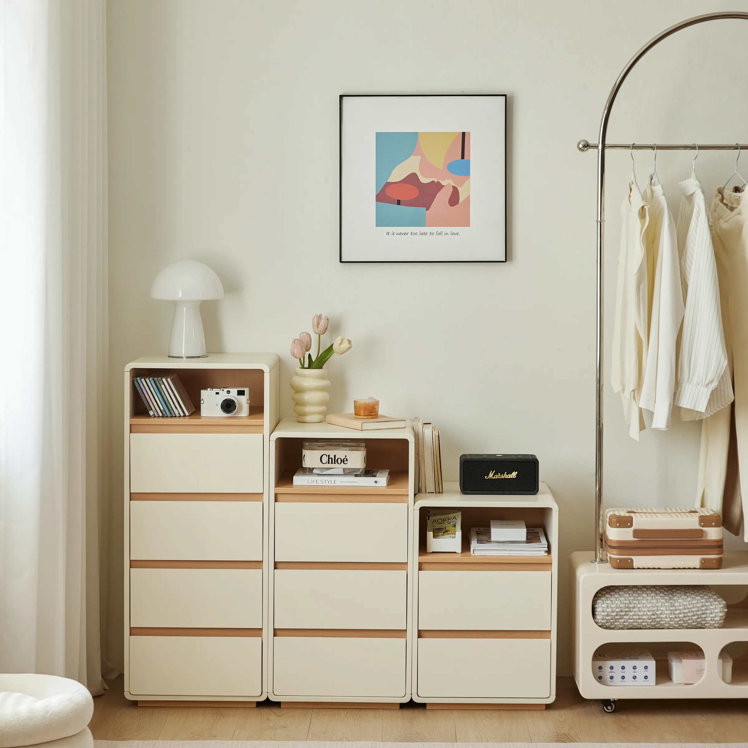 Linspire Evoke Chest of 4 Drawers with Open Storage, 0.4m
