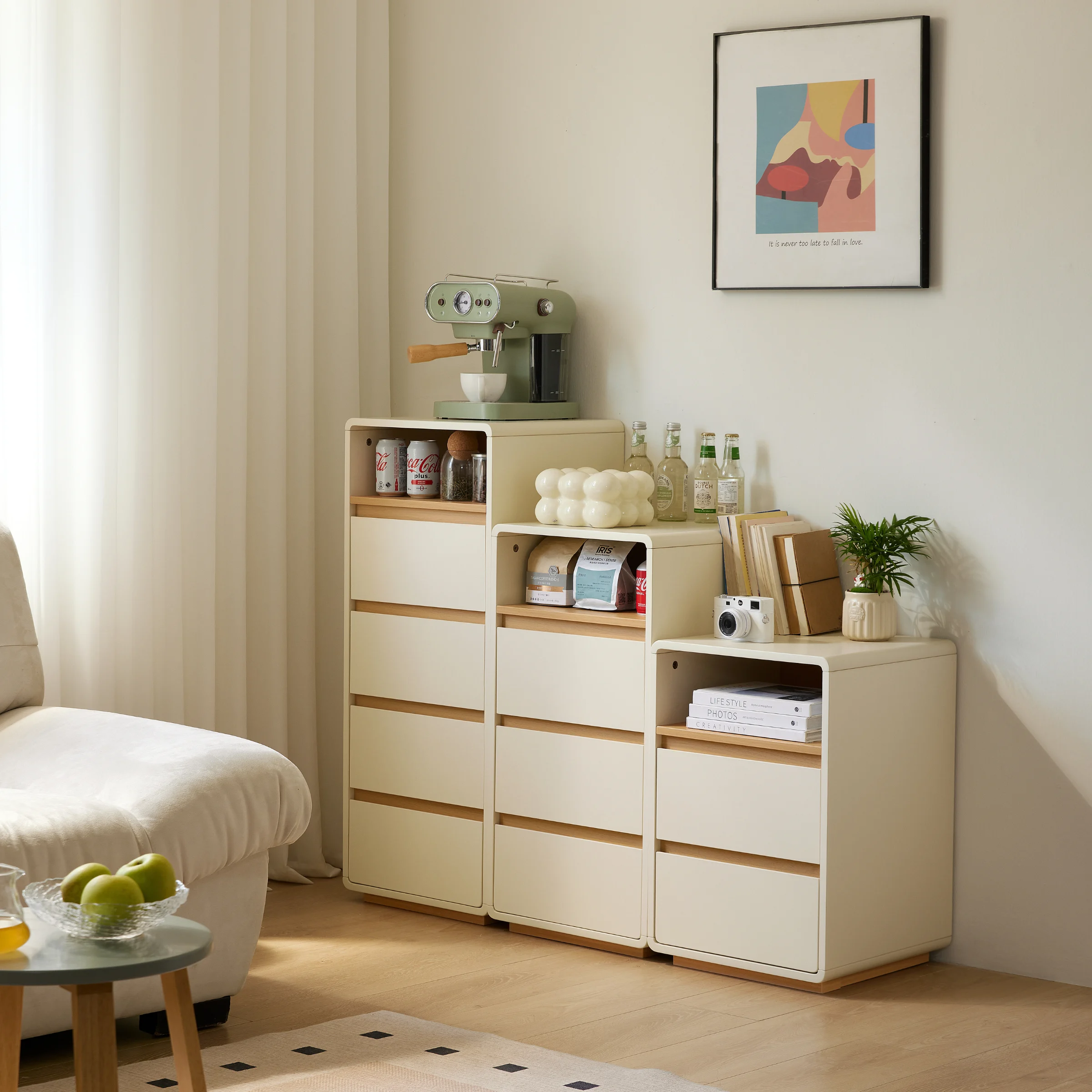 Linspire Evoke Chest of 4 Drawers with Open Storage, 0.4m
