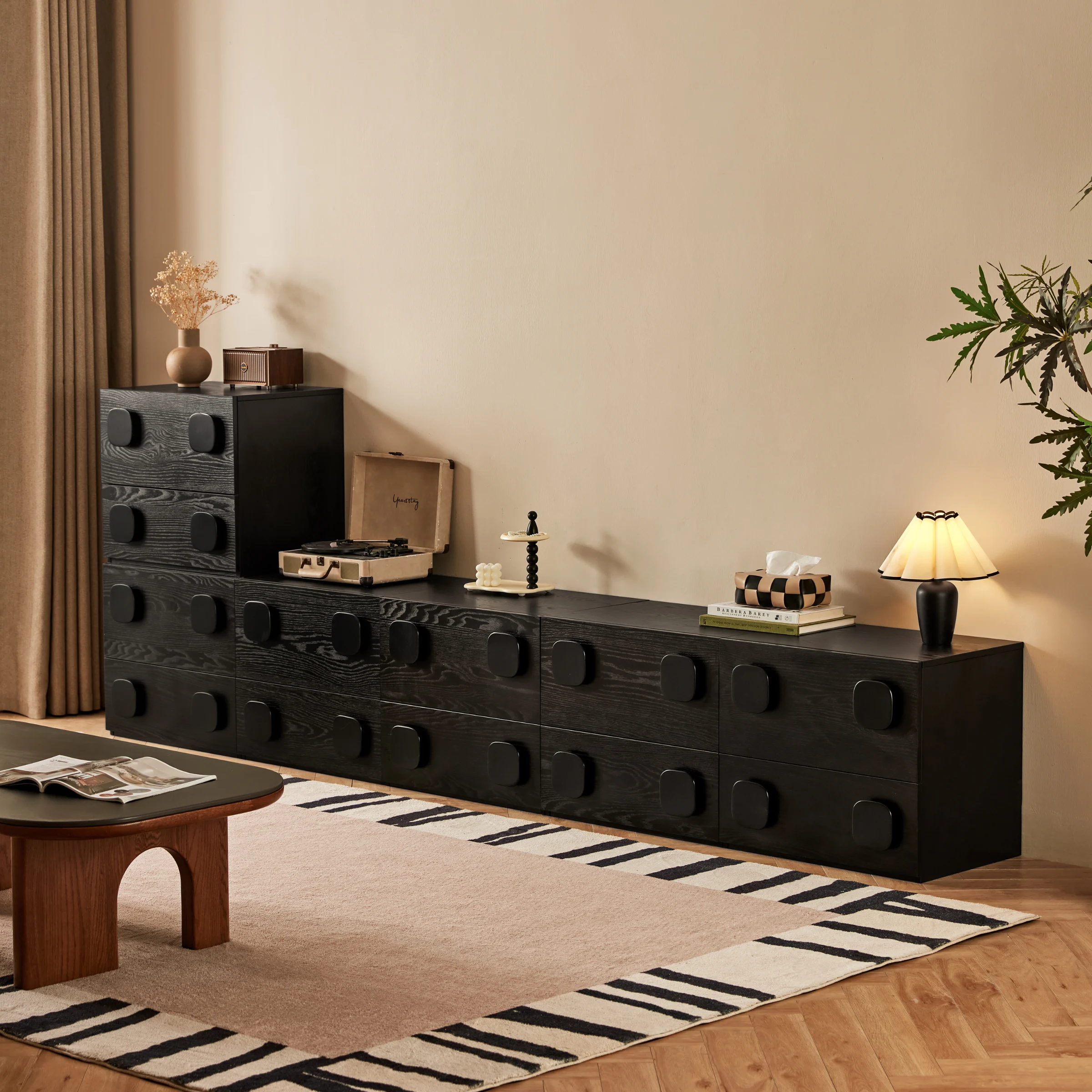 Linspire Mosaic Set of 6 Modular Storage Cabinets, Black