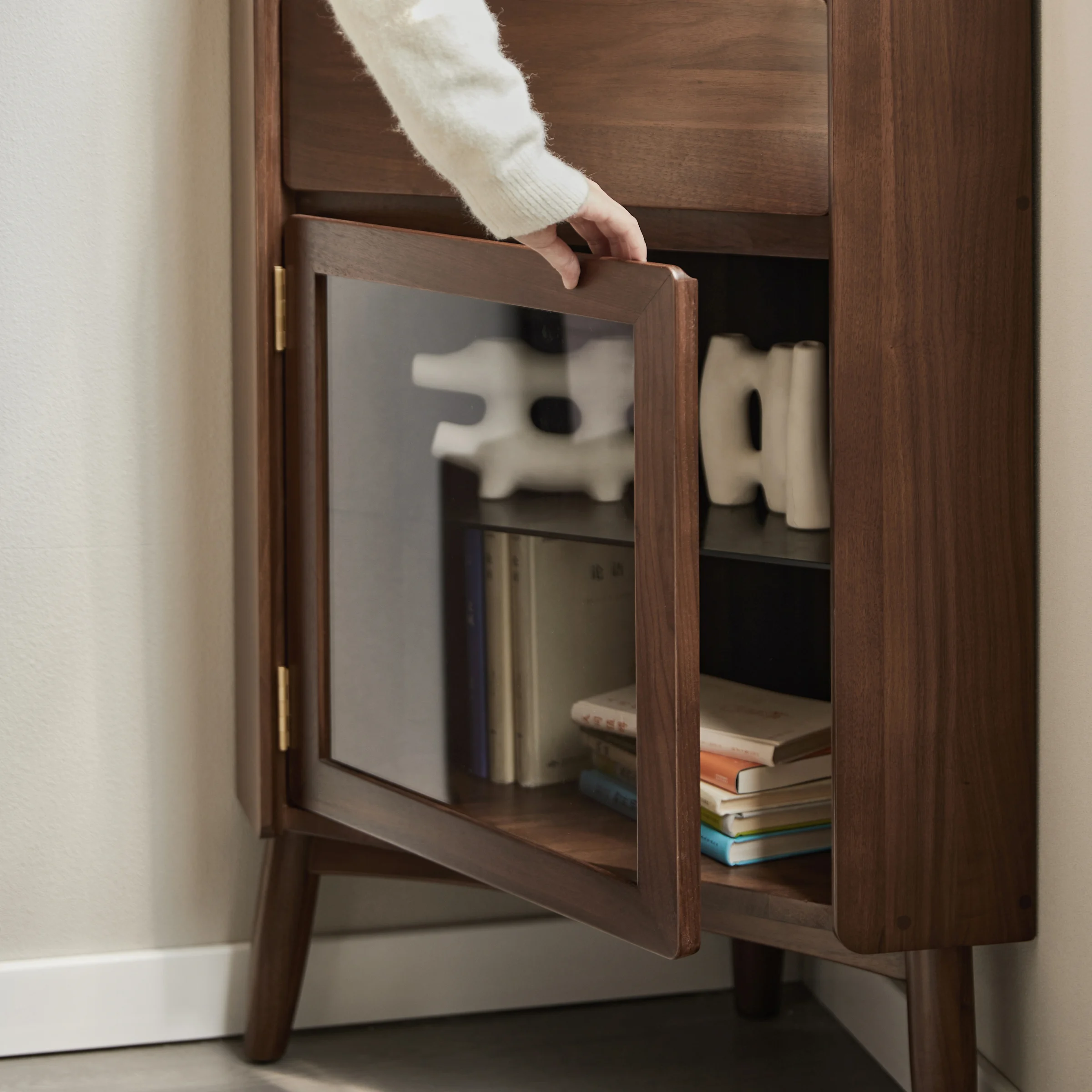 Linspire Vista Walnut Corner Storage Cabinet