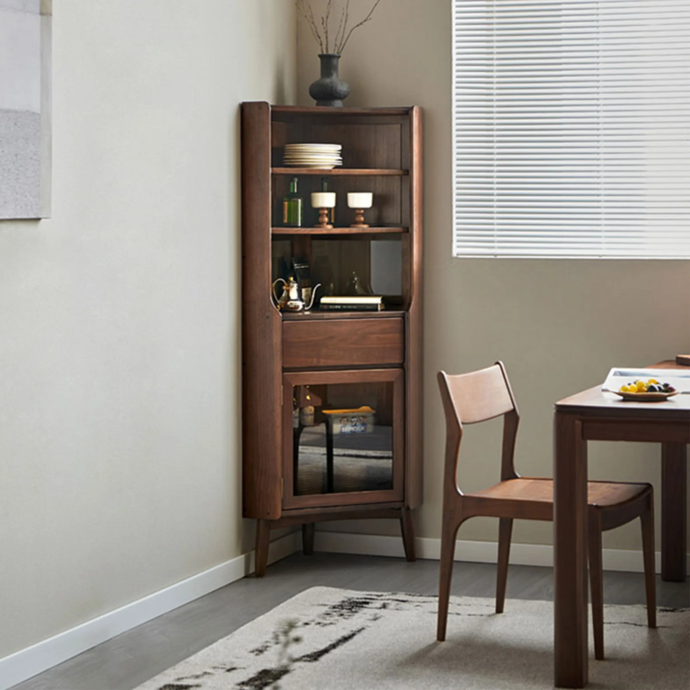 Linspire Vista Walnut Corner Storage Cabinet
