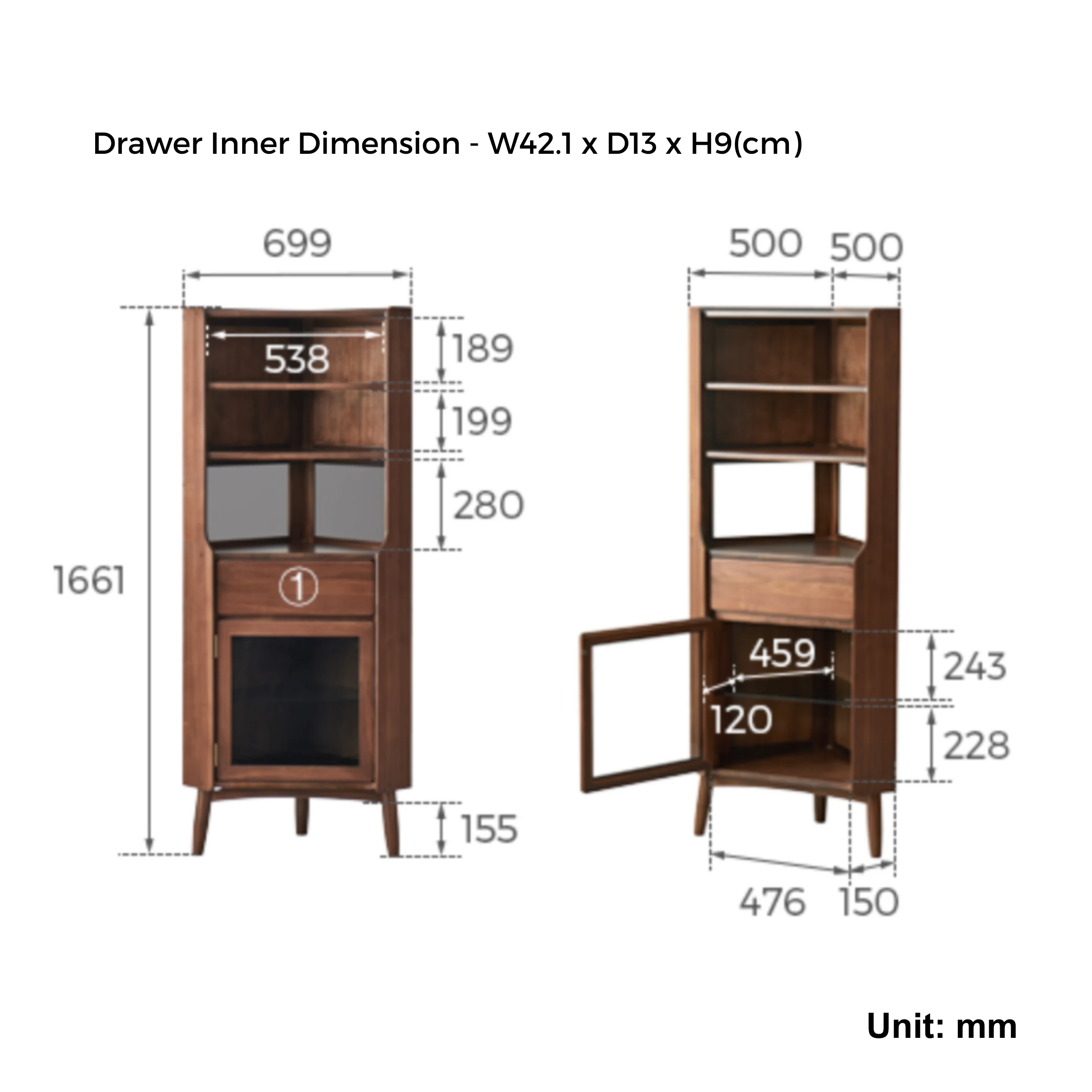 Linspire Vista Walnut Corner Storage Cabinet