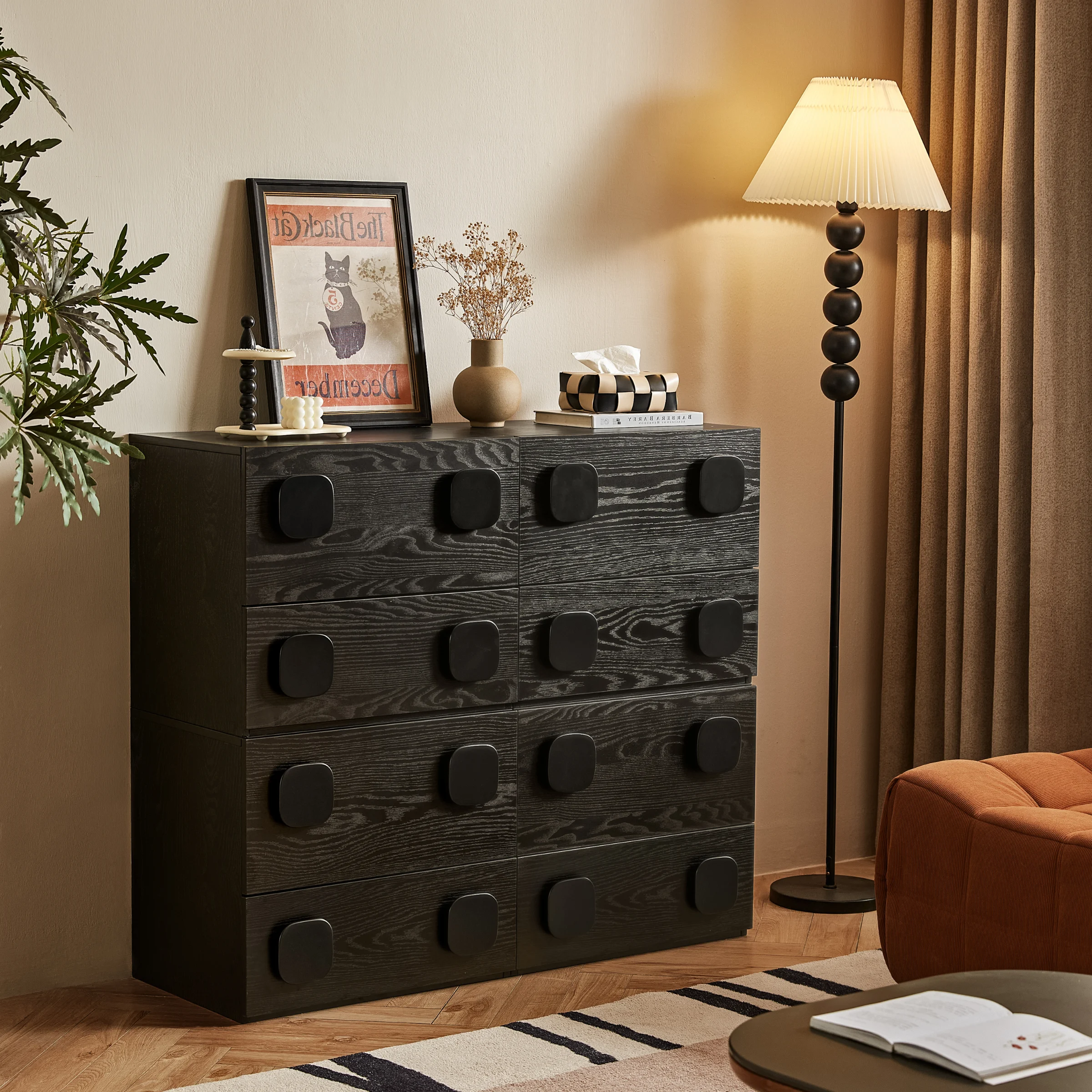 Linspire Mosaic Set of 4 Modular Storage Cabinets, Black