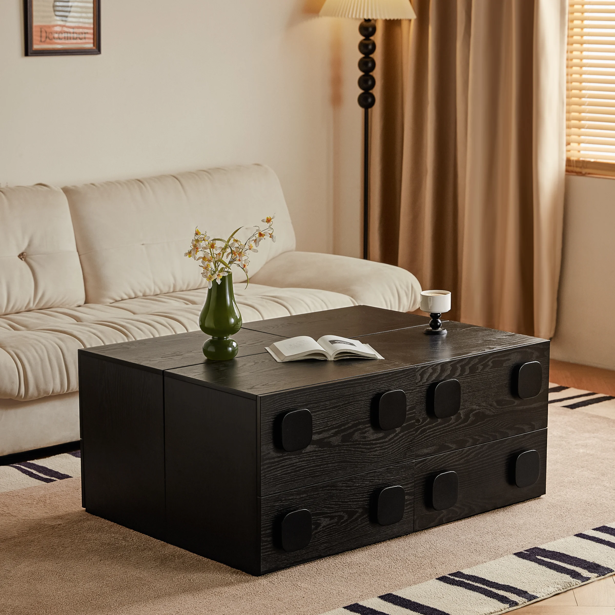 Linspire Mosaic Set of 4 Modular Storage Cabinets, Black