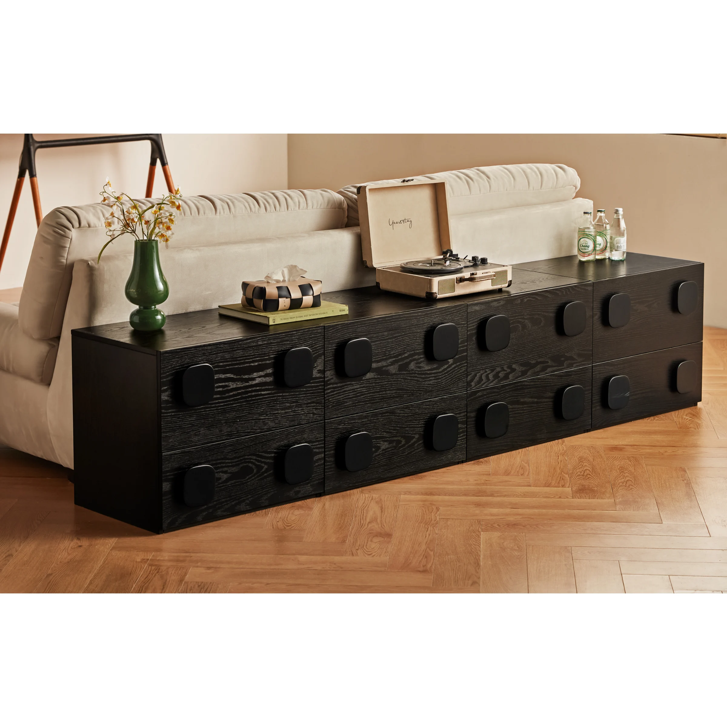Linspire Mosaic Set of 4 Modular Storage Cabinets, Black