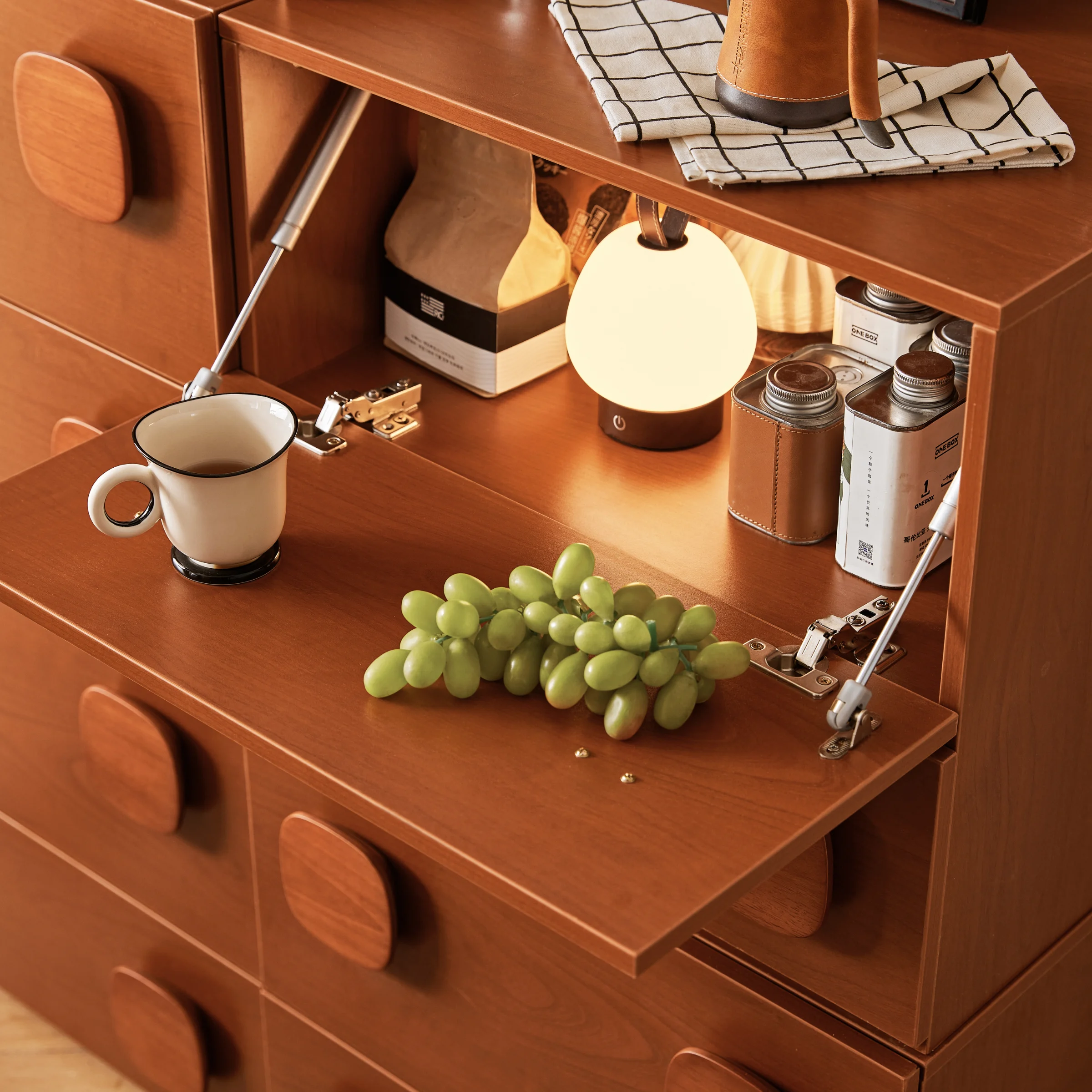 Linspire Mosaic Set of 6 Modular Storage Cabinets, Warm Wood