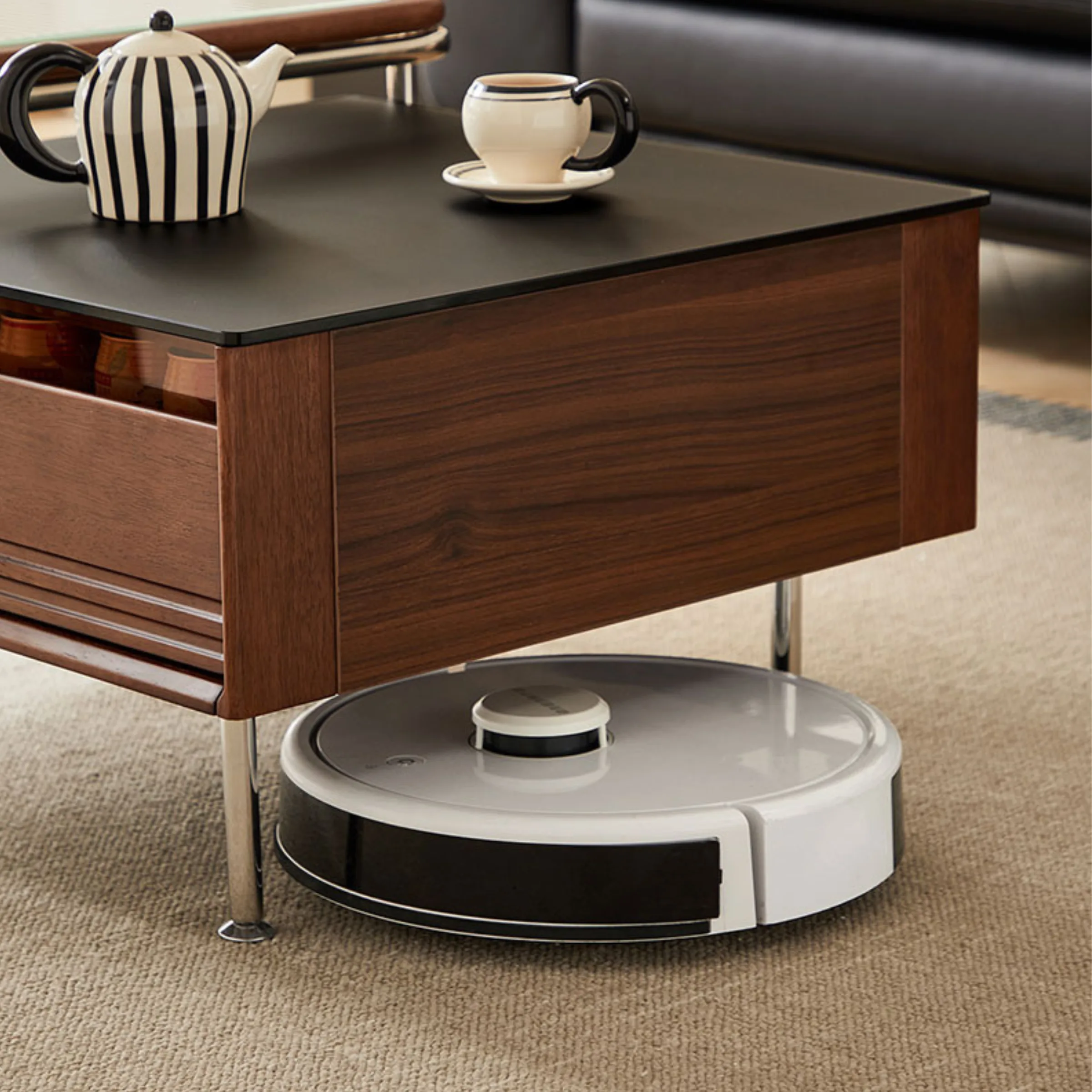Linspire Ursula Nesting Coffee Table Set with Drawer and Glass Top