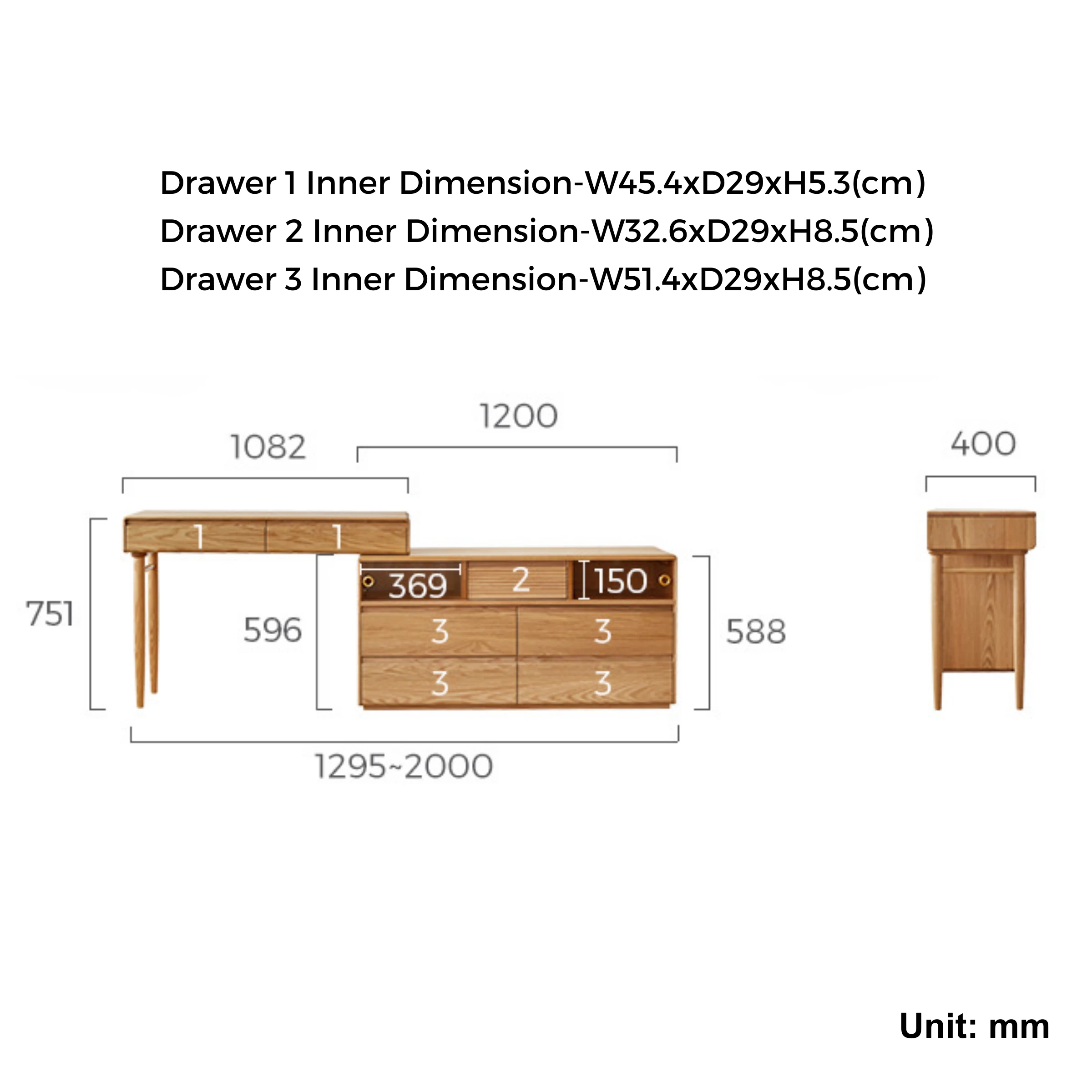 Linspire Oaklyn Adjustable Dressing Table