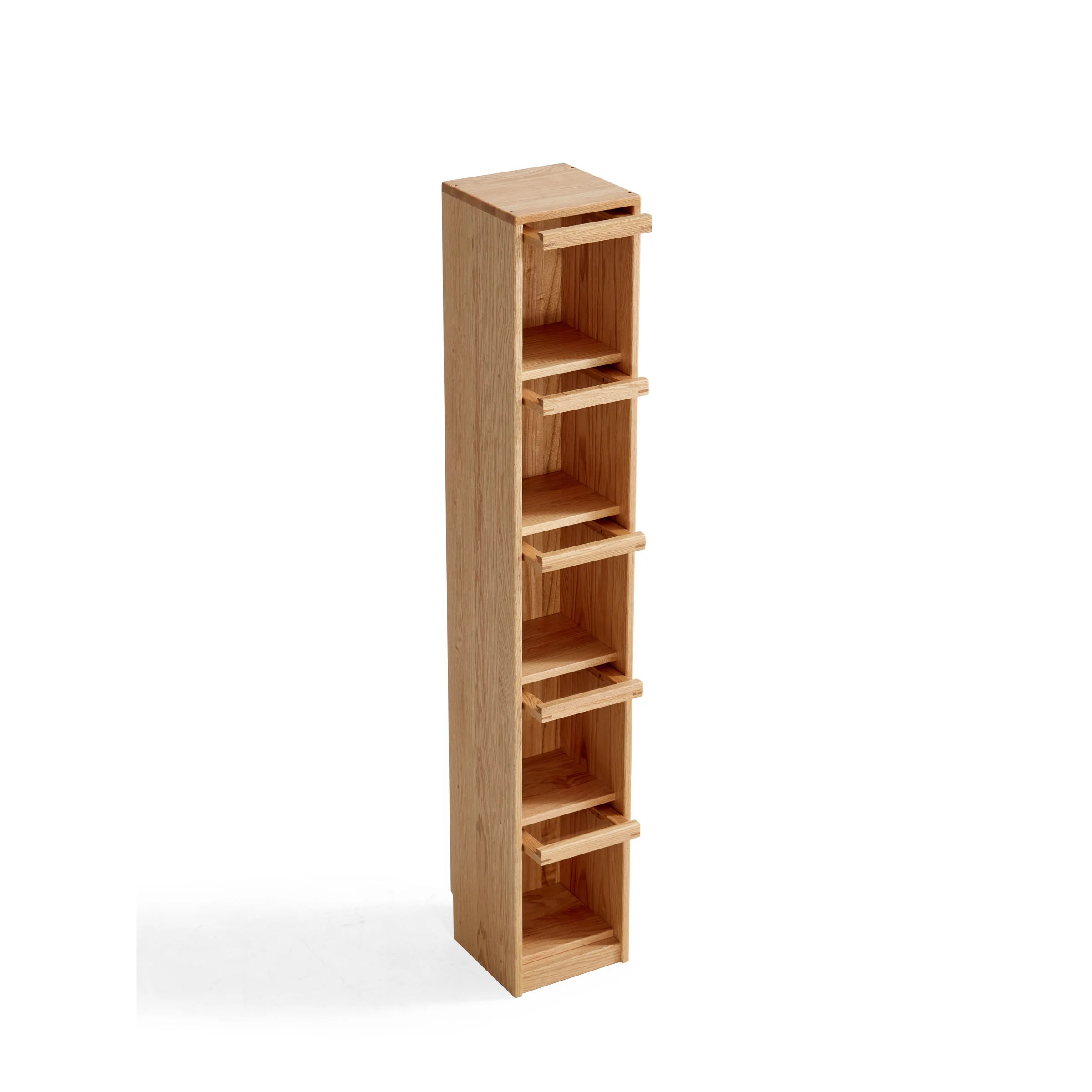 Linspire Oaklyn Solid Oak Slim Display Cabinet with Glass Flip Doors