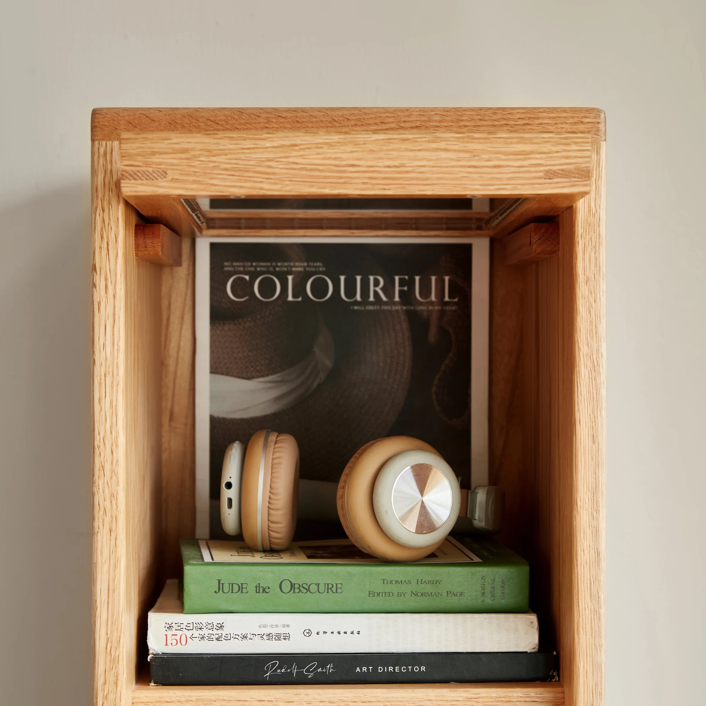 Linspire Oaklyn Solid Oak Slim Display Cabinet with Glass Flip Doors