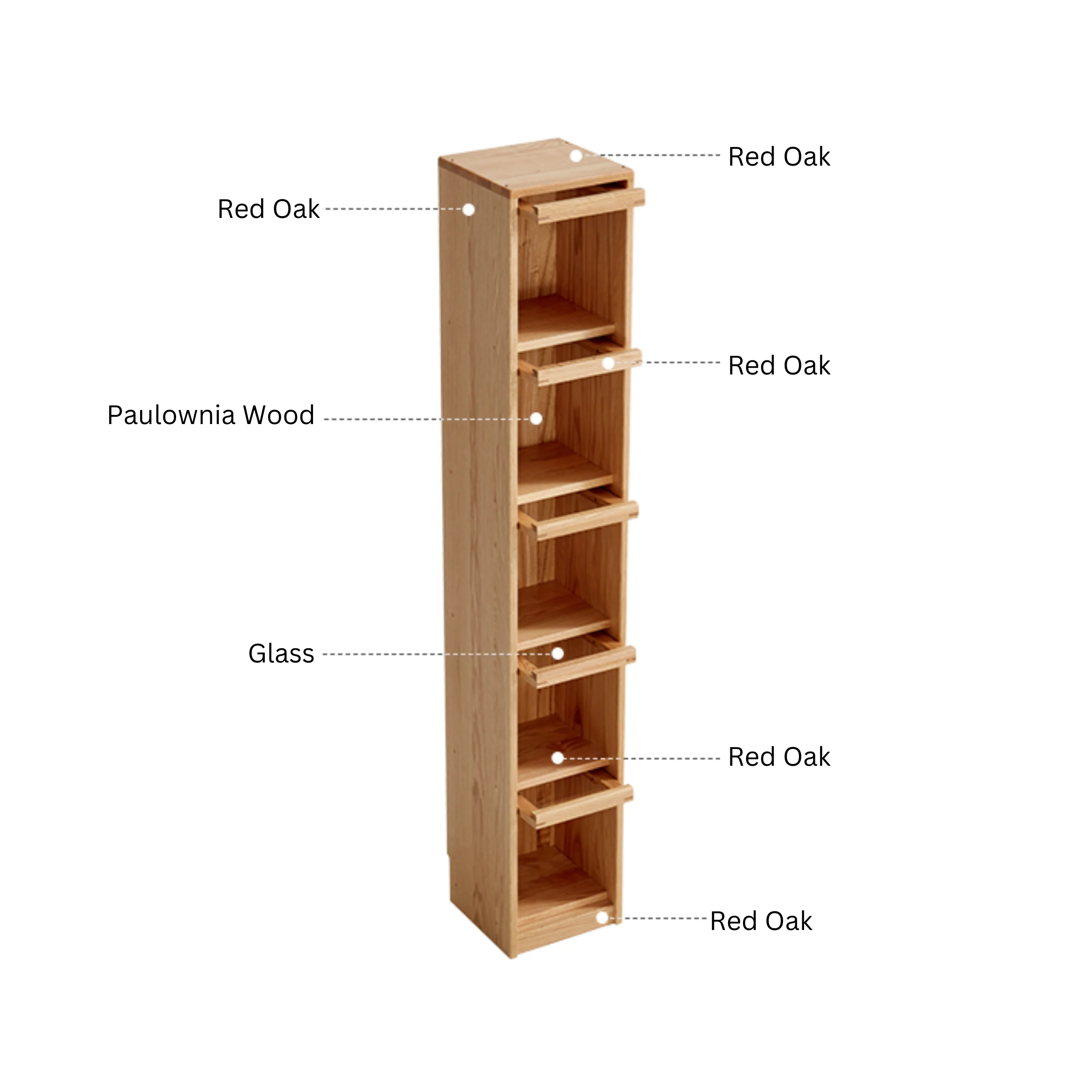 Linspire Oaklyn Solid Oak Slim Display Cabinet with Glass Flip Doors