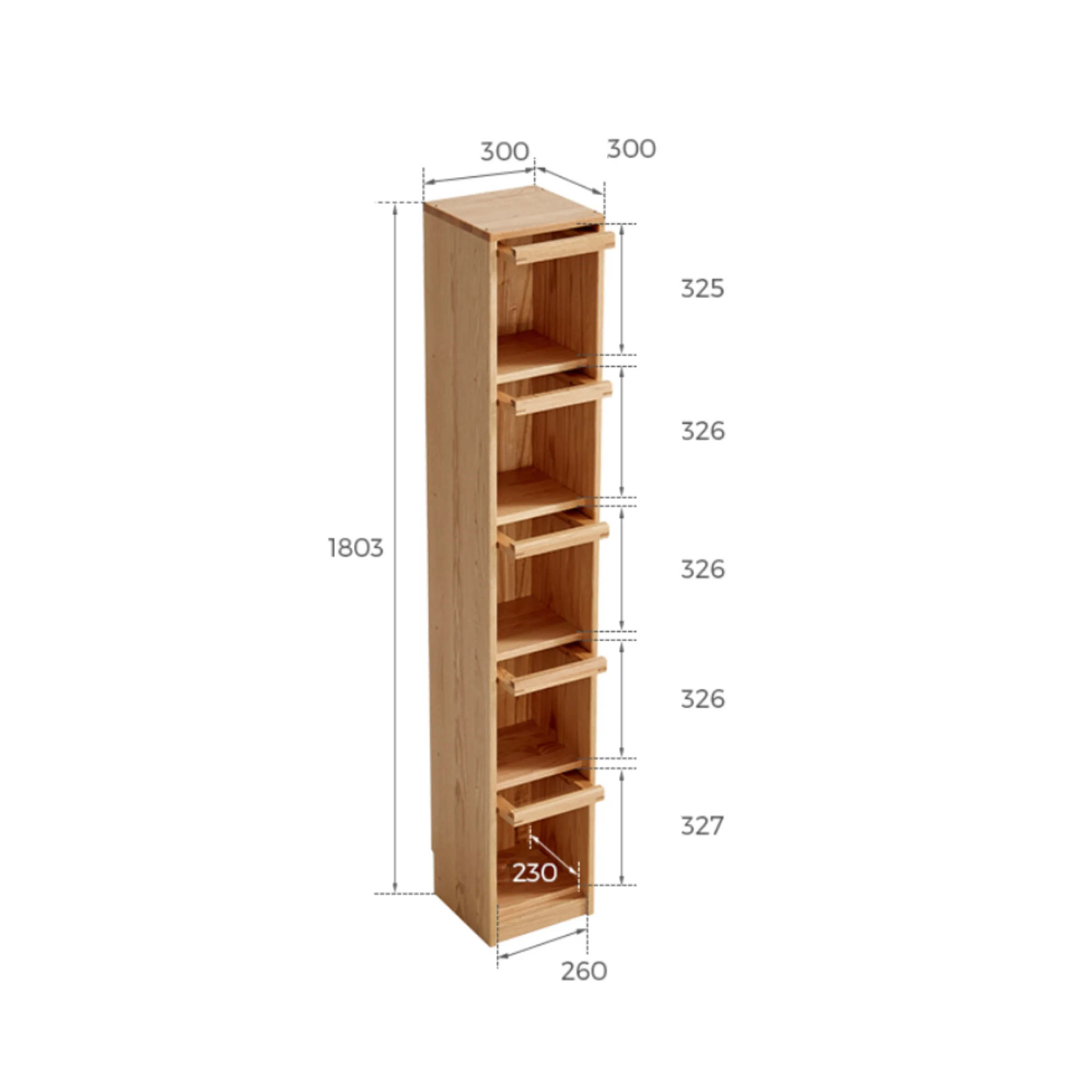 Linspire Oaklyn Solid Oak Slim Display Cabinet with Glass Flip Doors