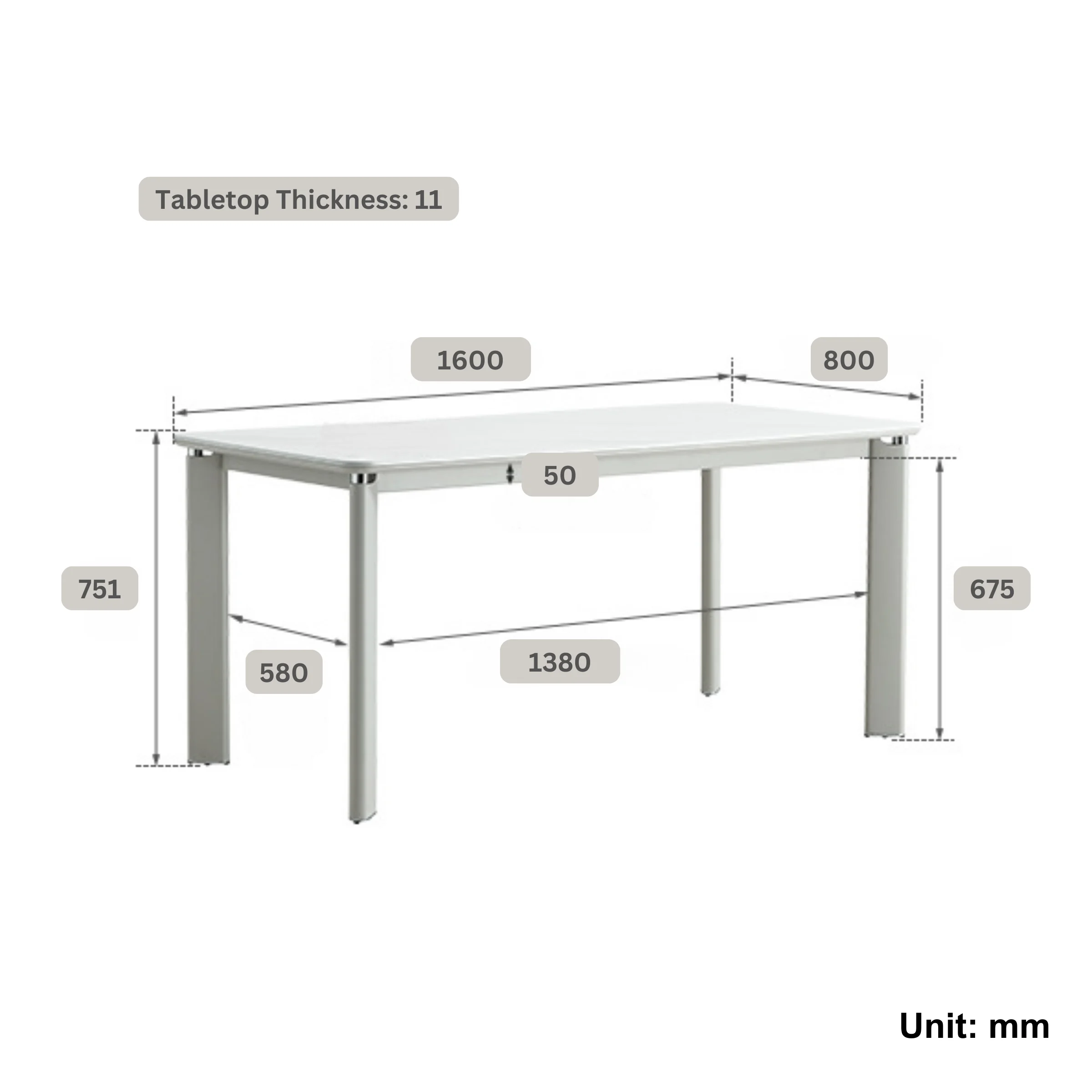 Linspire Ochre Sintered Stone Top Dining Table, 1.6m