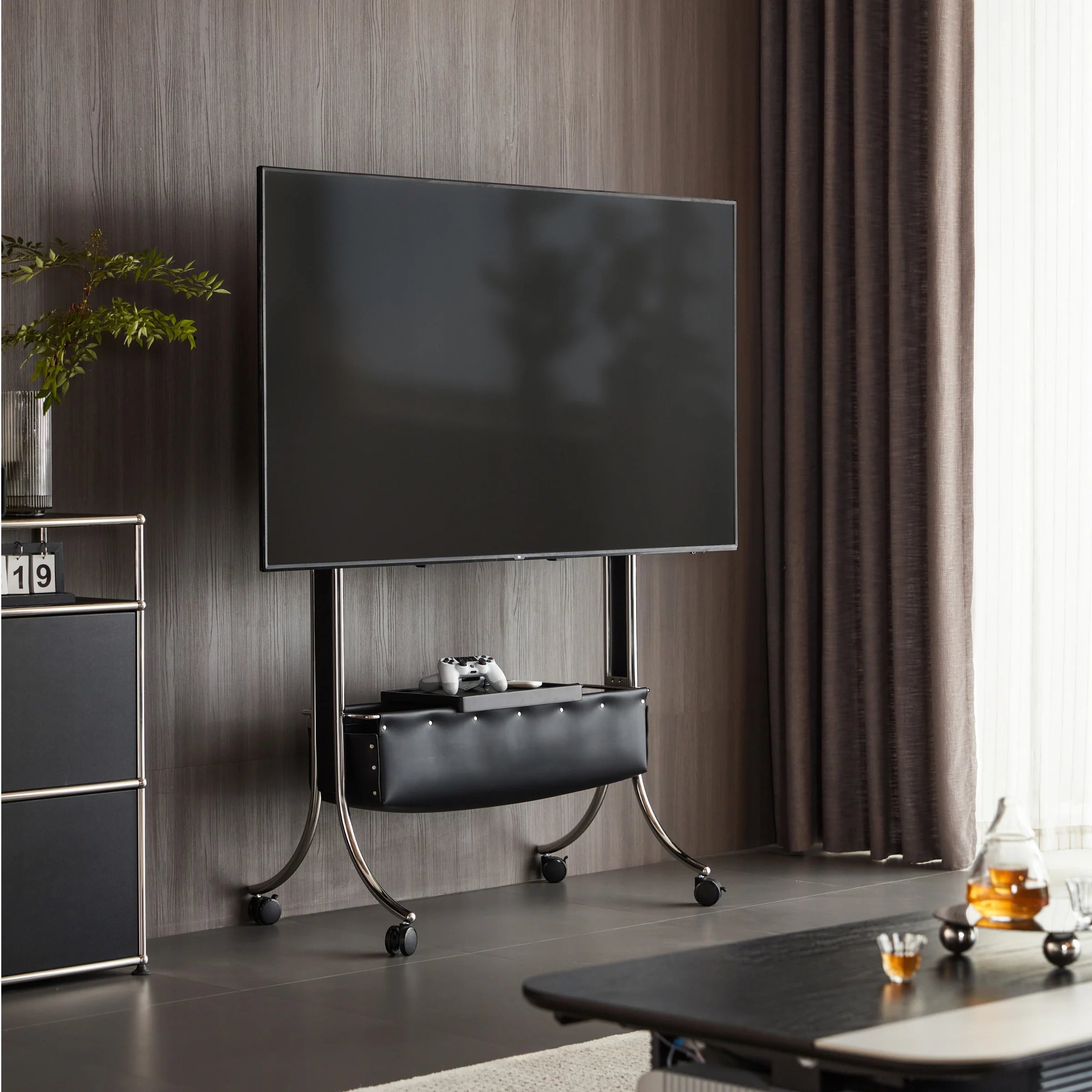 Linspire Trend Rolling TV Stand with Storage, Height Adjustable