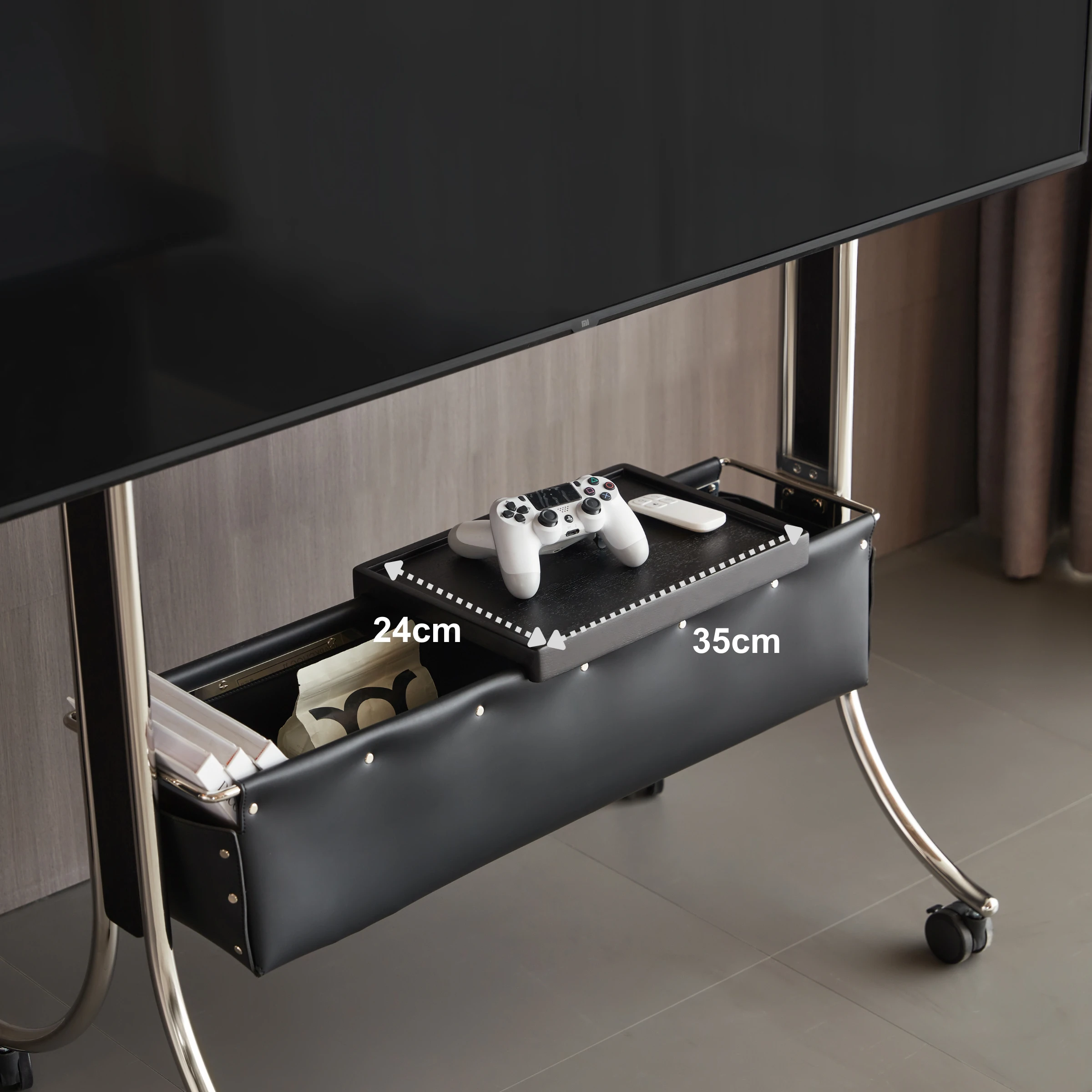 Linspire Trend Rolling TV Stand with Storage, Height Adjustable
