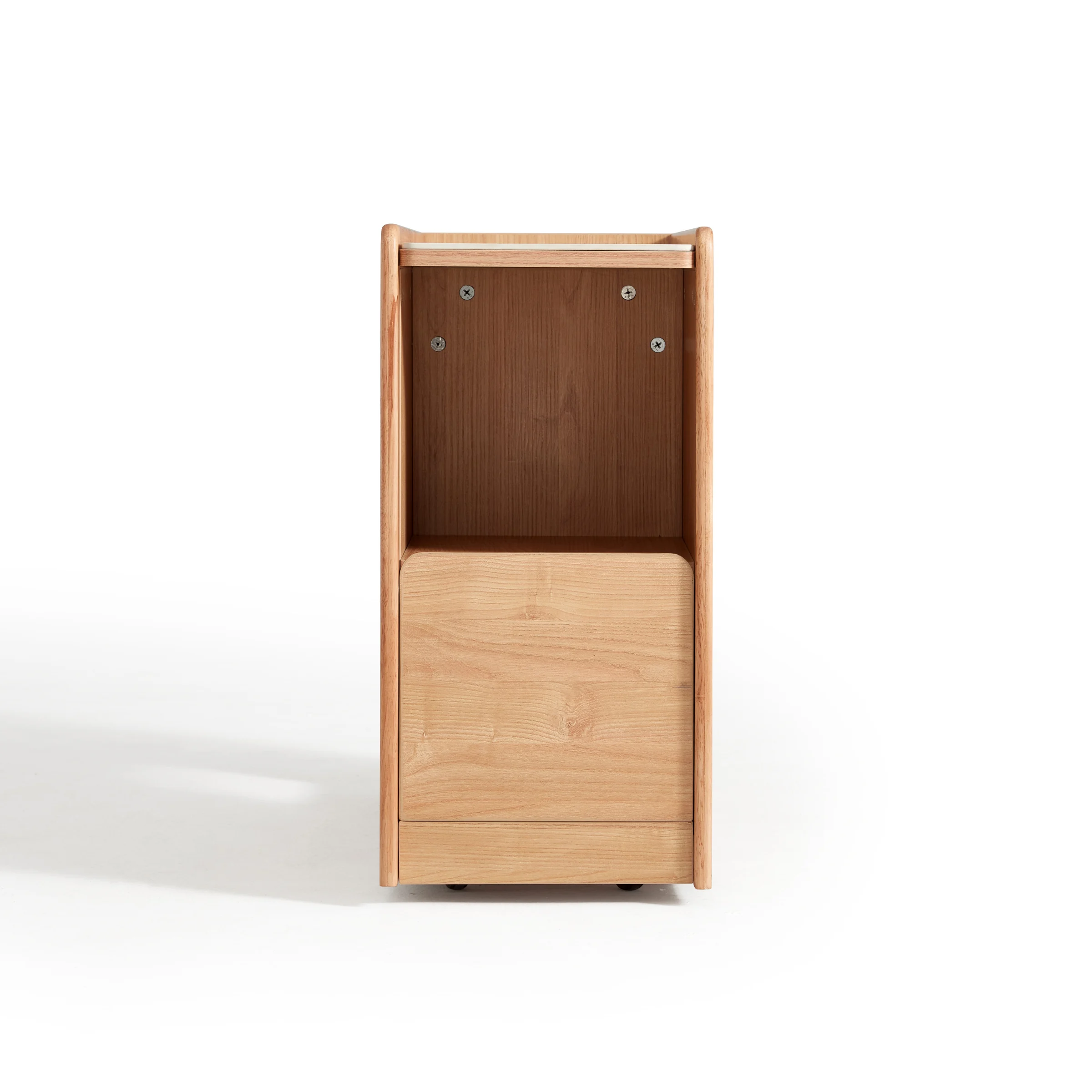 Linspire Cubby Sintered Stone Top Side Table with Castors, 30x70x62cm, Natural