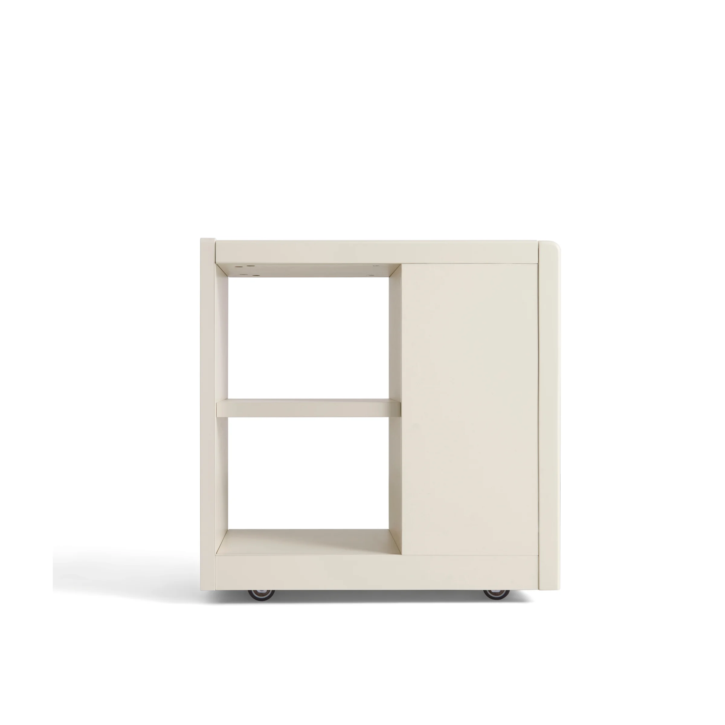 Linspire Cubby Sintered Stone Top Side Table with Castors, 30x63x63cm, Off-White