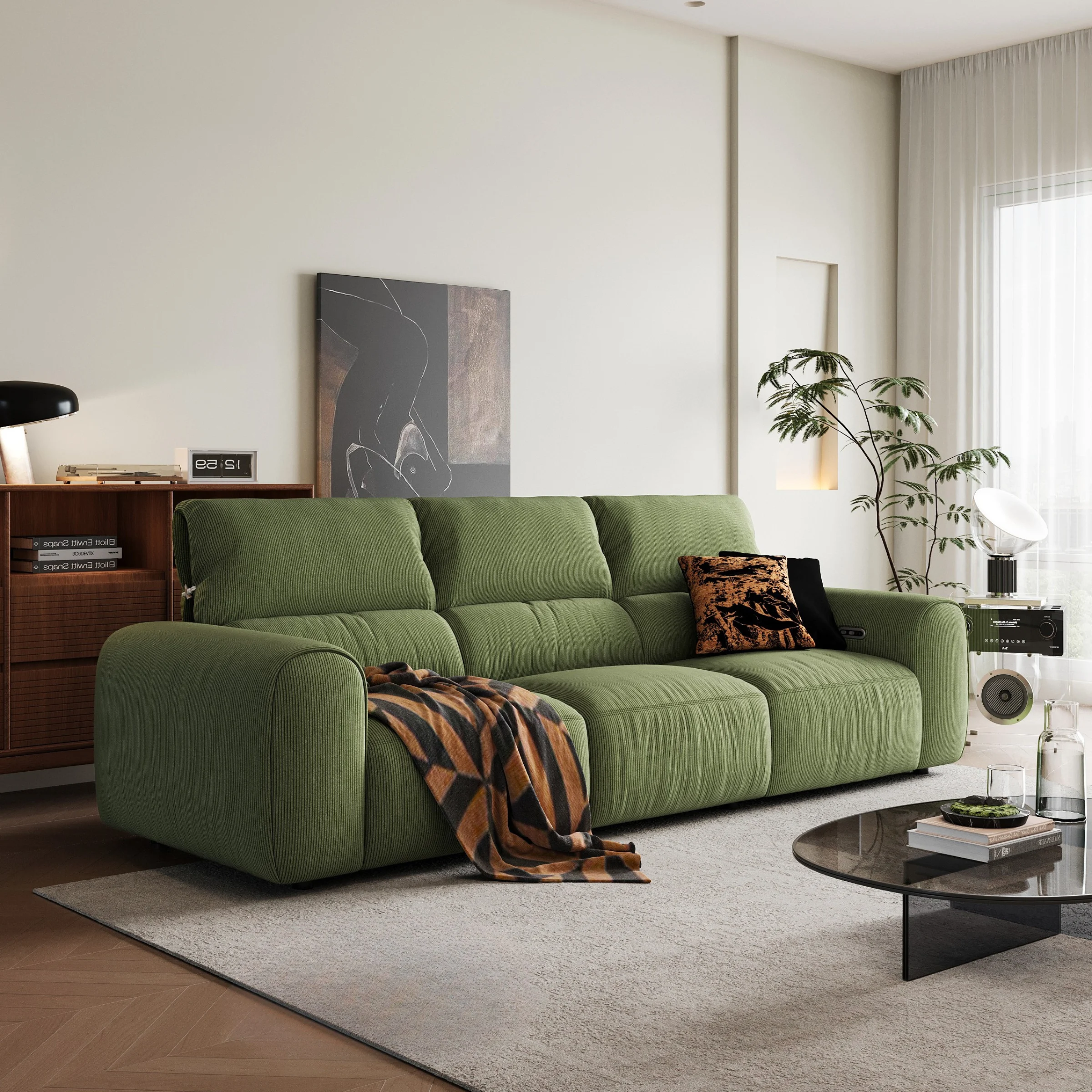 Linspire Vivid Electric 4-Seater Sofa, Green