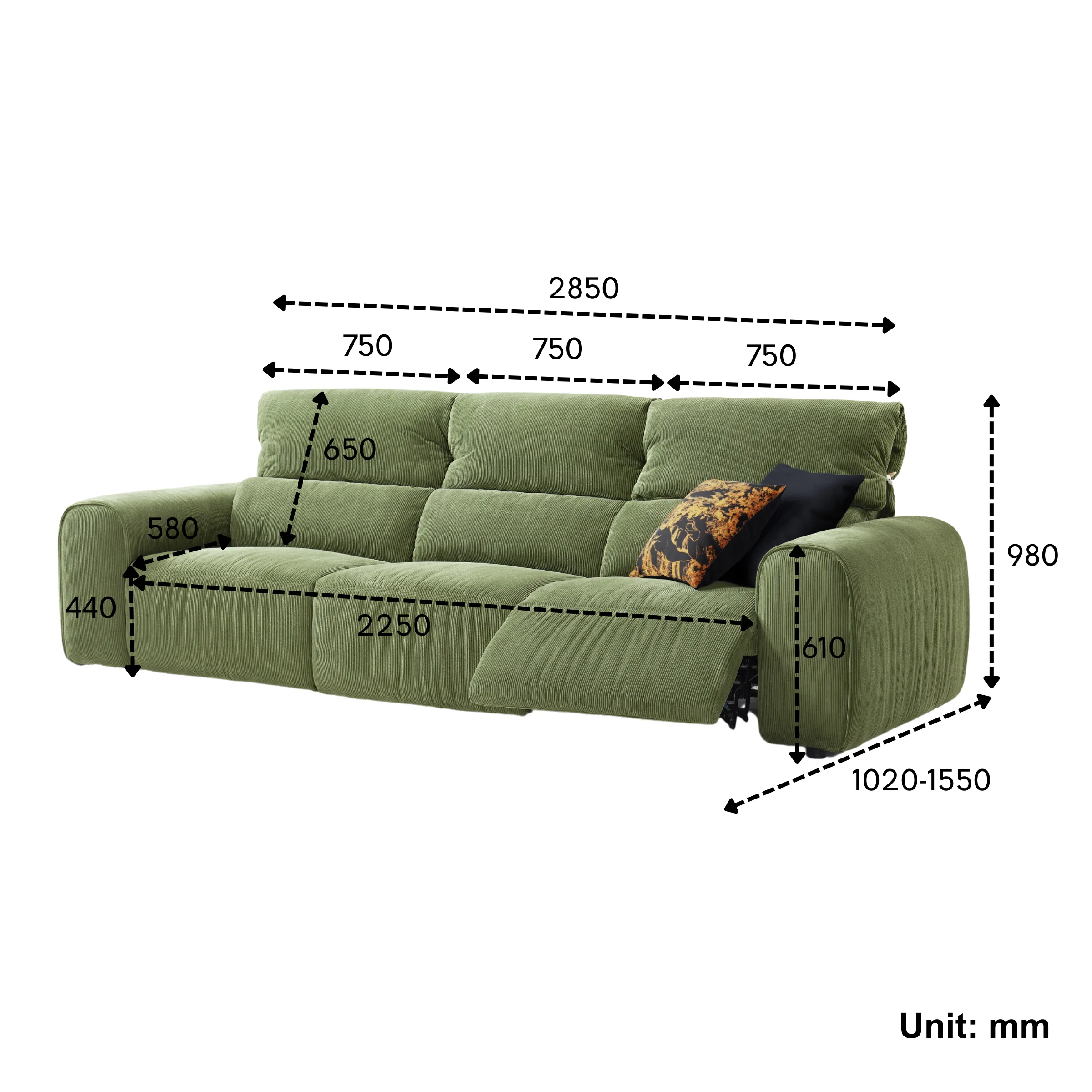 Linspire Vivid Electric 4-Seater Sofa, Green