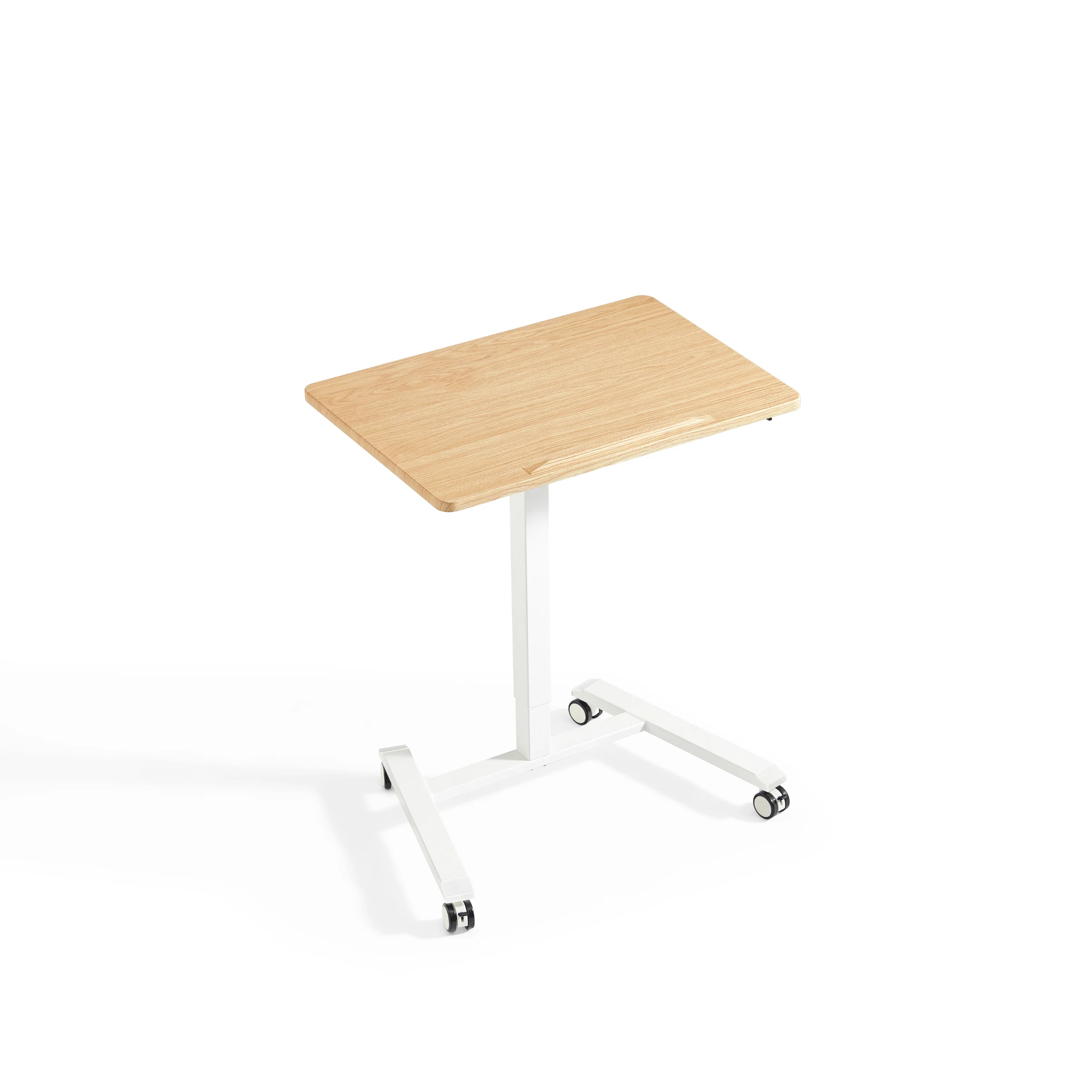 Linspire Islet Height Adjustable Pneumatic Side Table with Castors, Natural & White