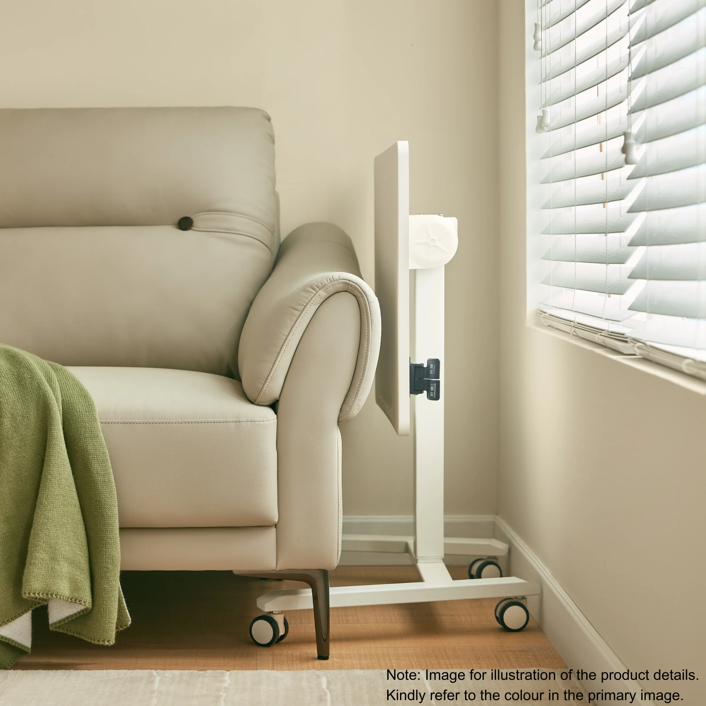 Linspire Islet Height Adjustable Pneumatic Side Table with Castors, Natural & White
