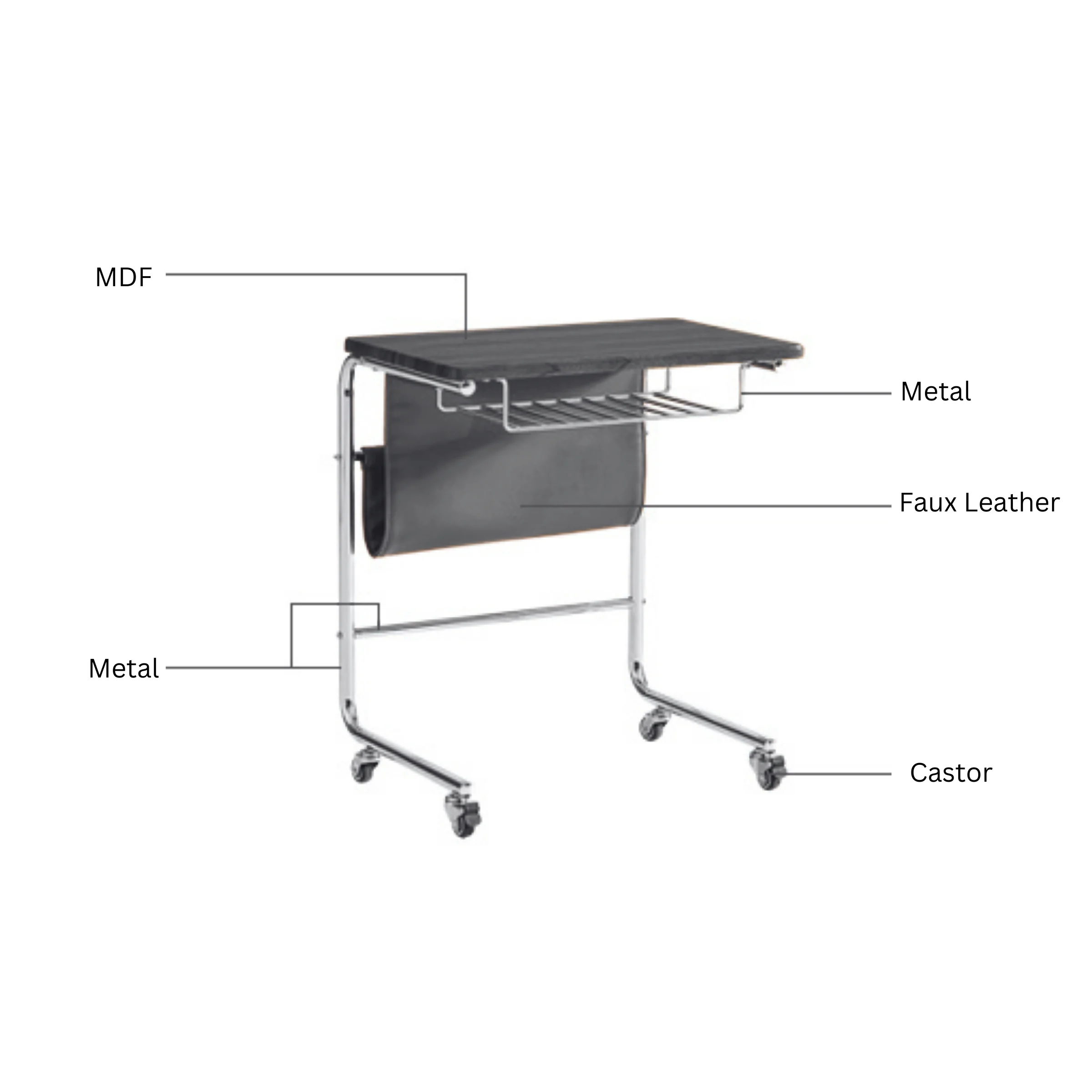 Linspire Trend Rolling Side Table with Storage, Brown
