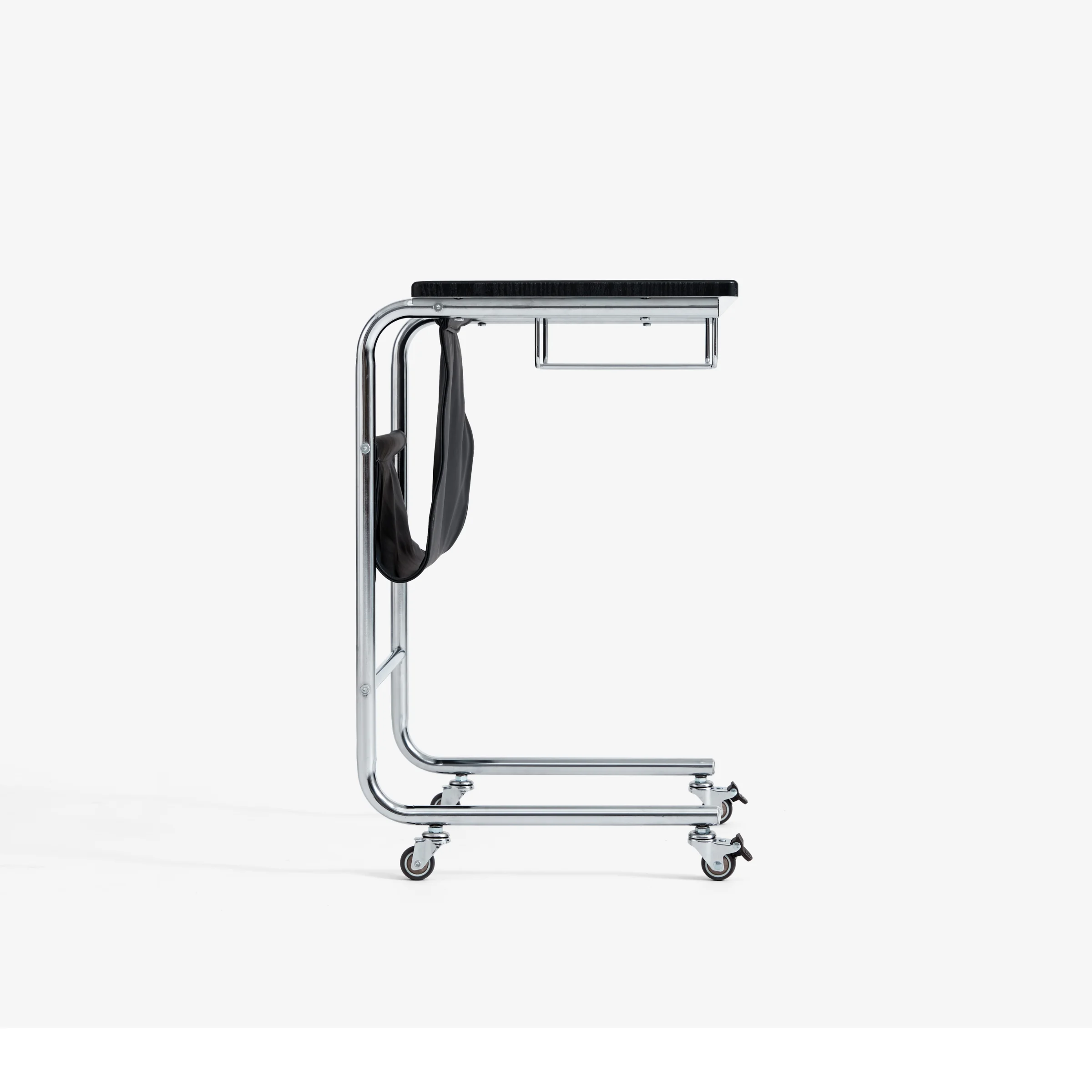 Linspire Trend Rolling Side Table with Storage, Black