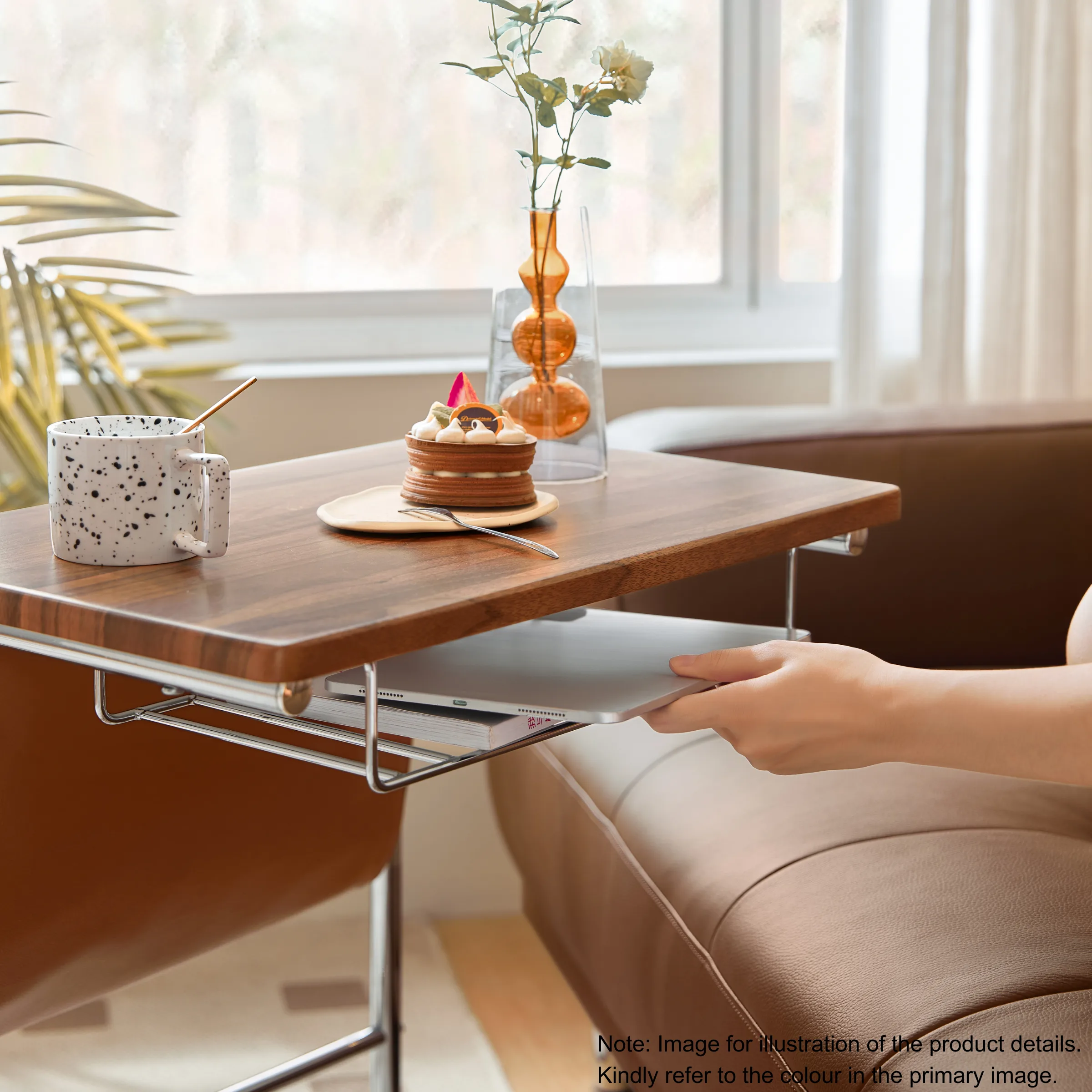 Linspire Trend Rolling Side Table with Storage, Black