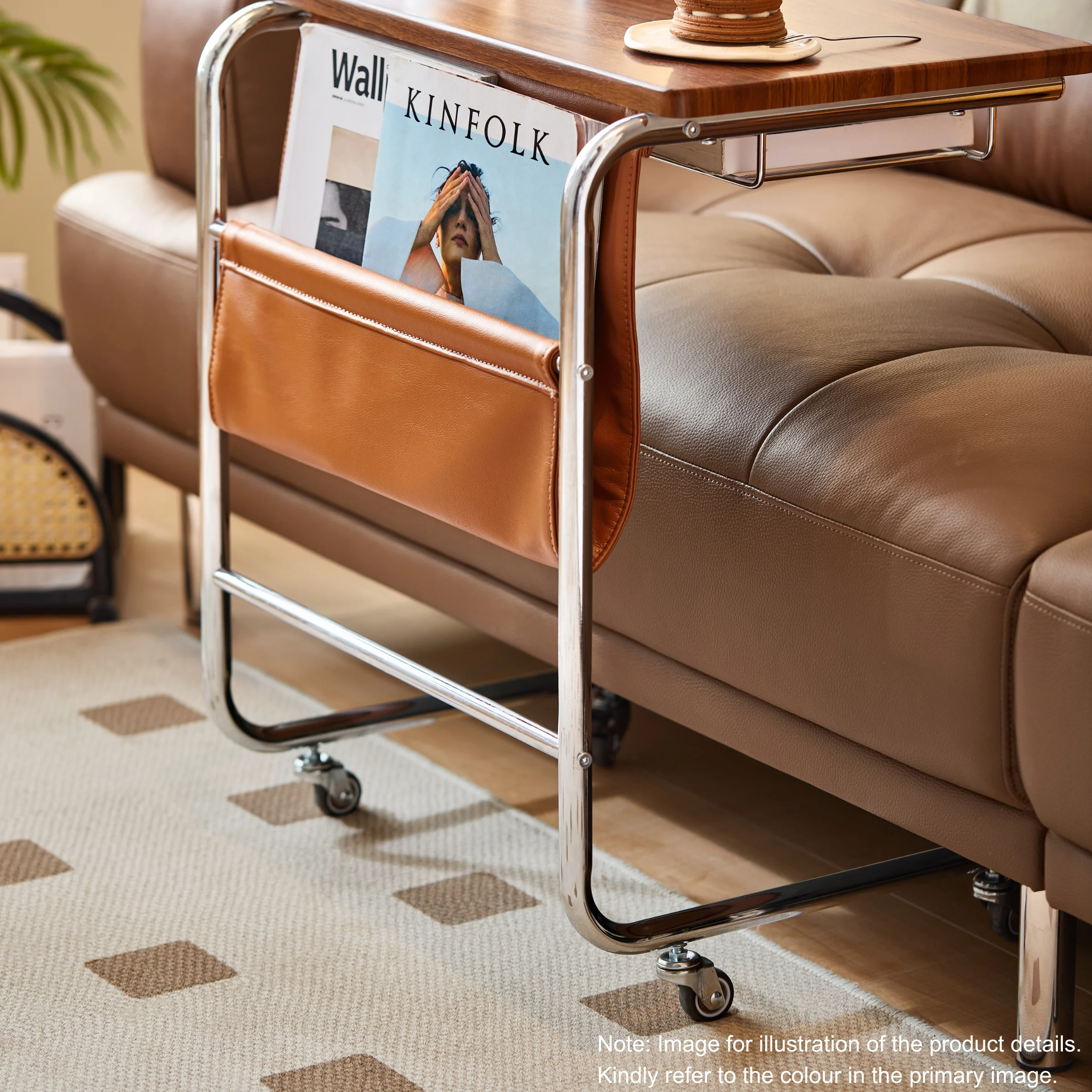Linspire Trend Rolling Side Table with Storage, Black