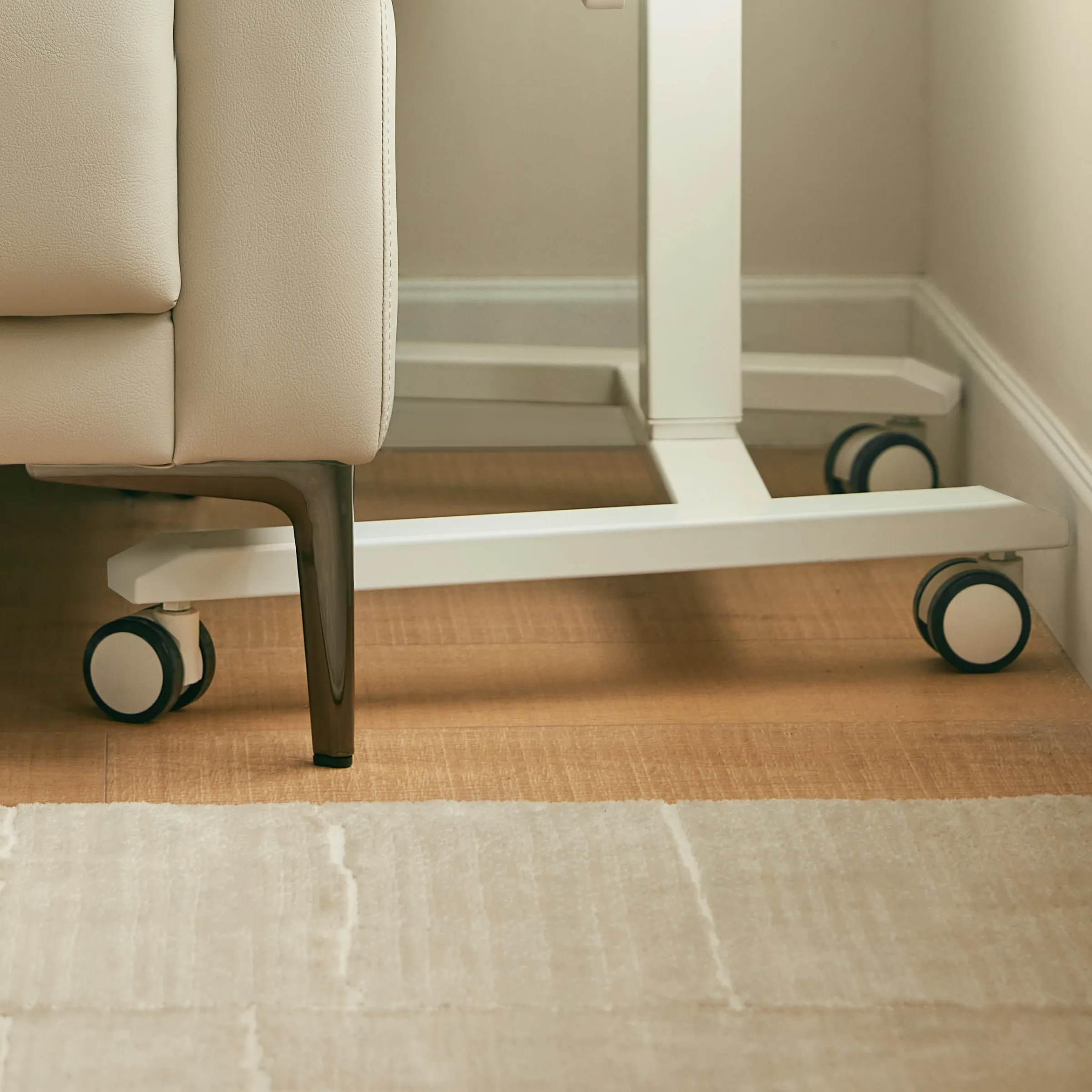 Linspire Islet Height Adjustable Pneumatic Side Table with Castors, White