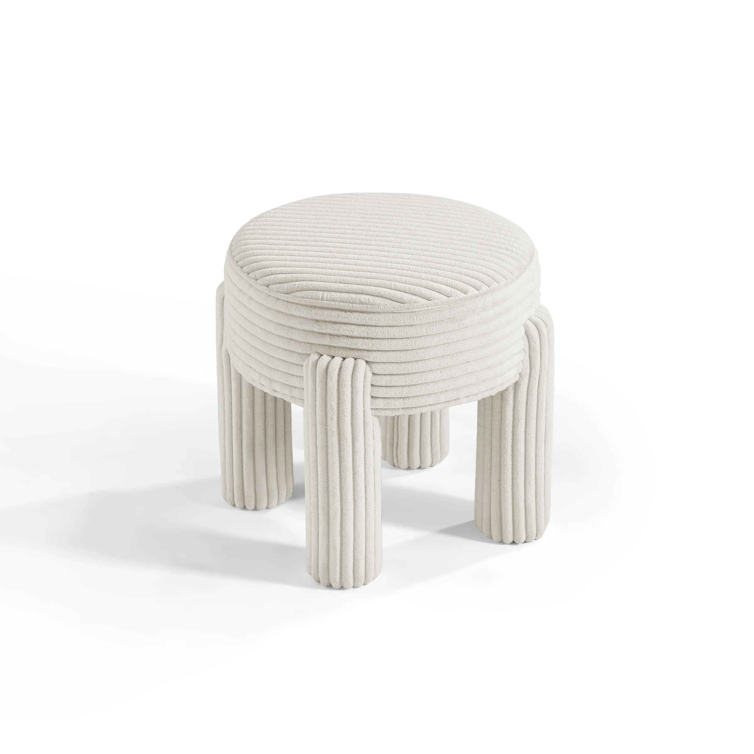 Linspire Tassel Corduroy Stool, White
