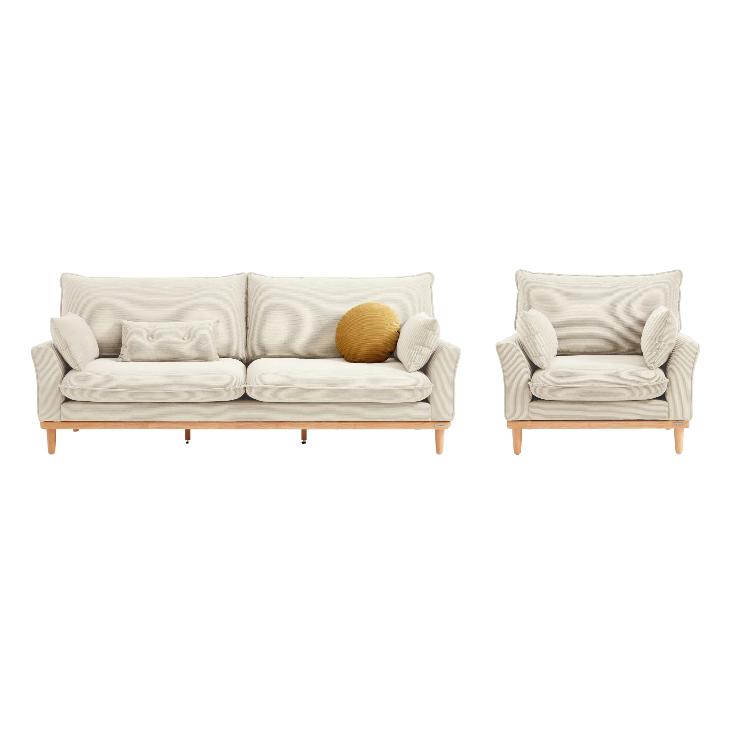 Linspire Moss 2PCS Sofa Set, 3+1 Seater, Neutral White