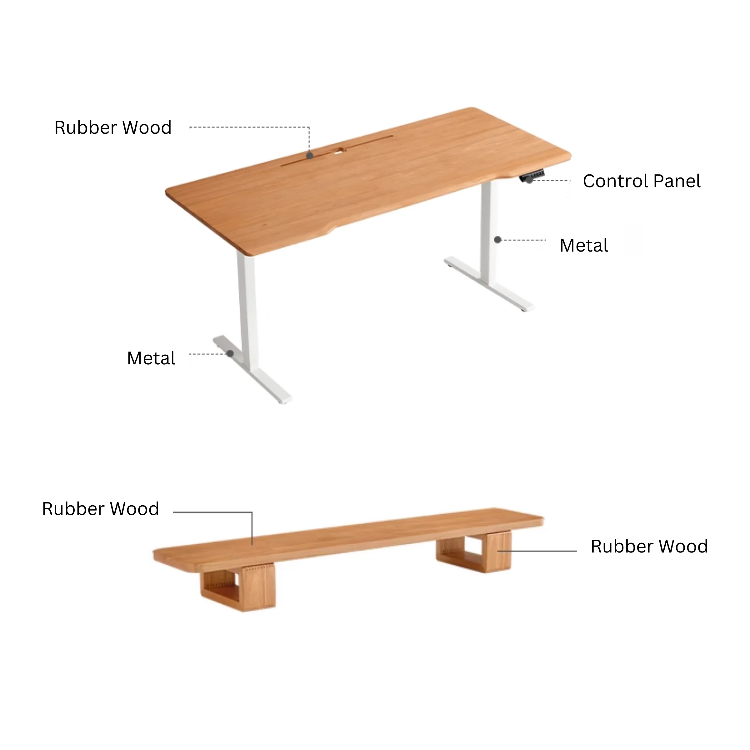 Linspire Lumen Electric Height Adjustable Standing Desk with Riser Stand, 1.4m