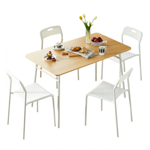 Linspire Nexus Dining Table with 4 Chairs Set, Natural & White