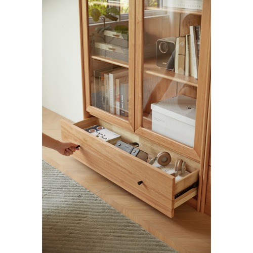 Linspire Ventus Bookcase with Glass Door & Storage Drawers