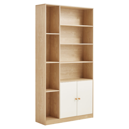 Linspire Noble Bookshelf with Storage Cabinet, Natural & White