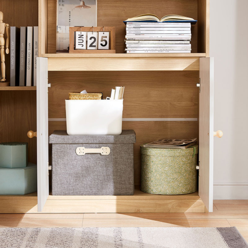 Linspire Noble Bookshelf with Storage Cabinet, Natural & White