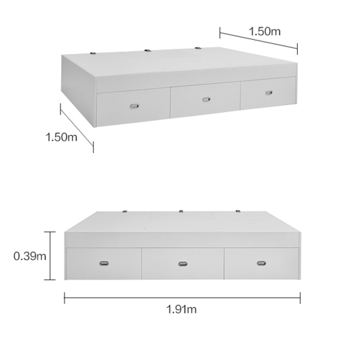 Linspire Royale Short Queen Bed Base with Storage Drawers, Natural